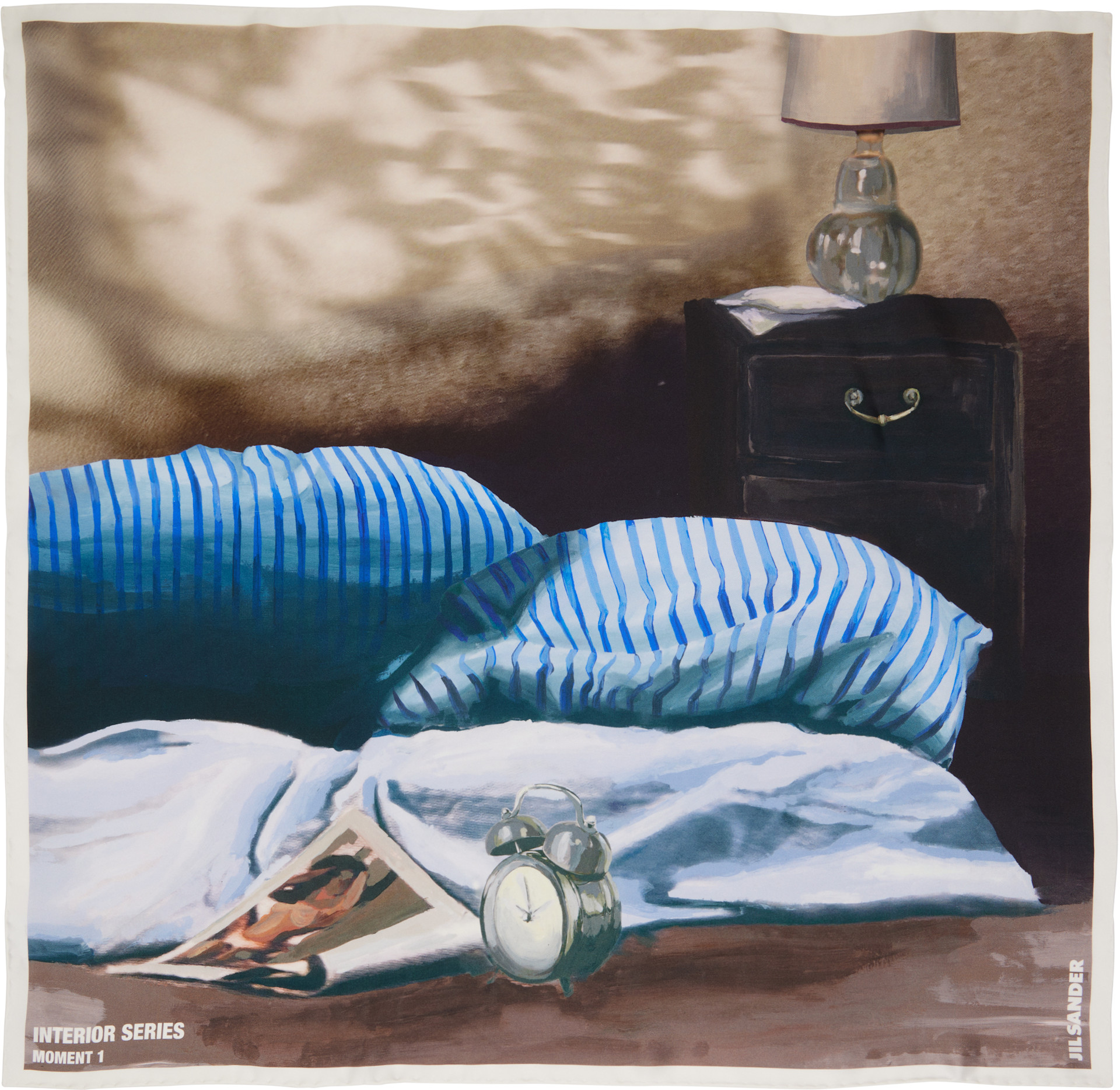 Jil Sander: Beige & Blue Silk Scarf | SSENSE Canada