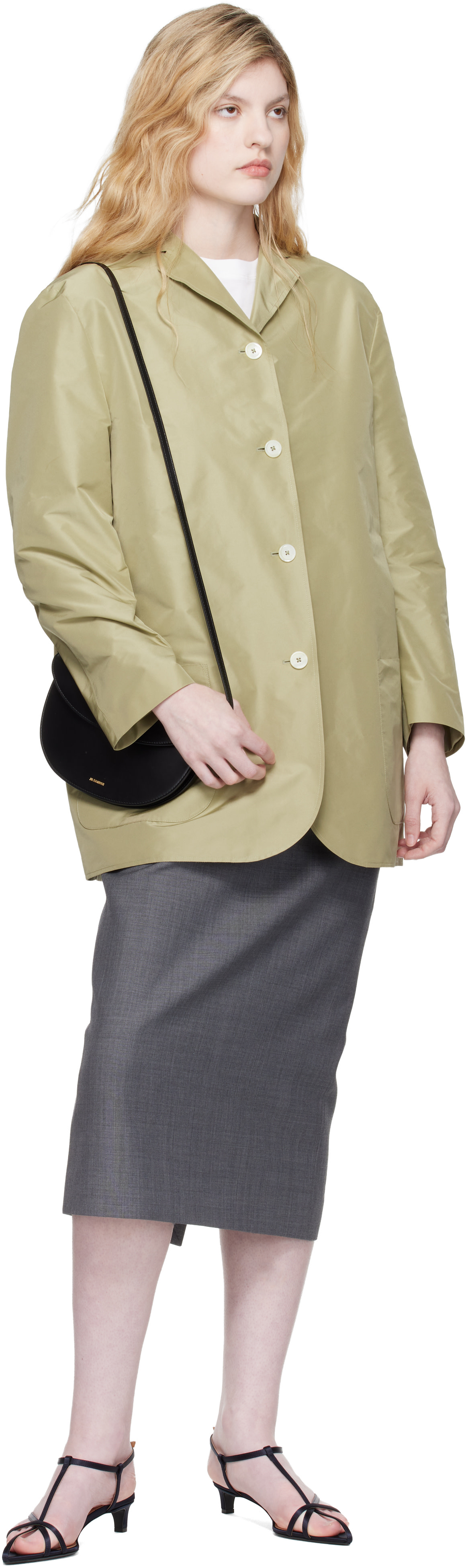 JIL SANDER レザー ウォレットバッグ Jil Sander: ブラック Curve ウォレットバッグ | SSENSE 日本
