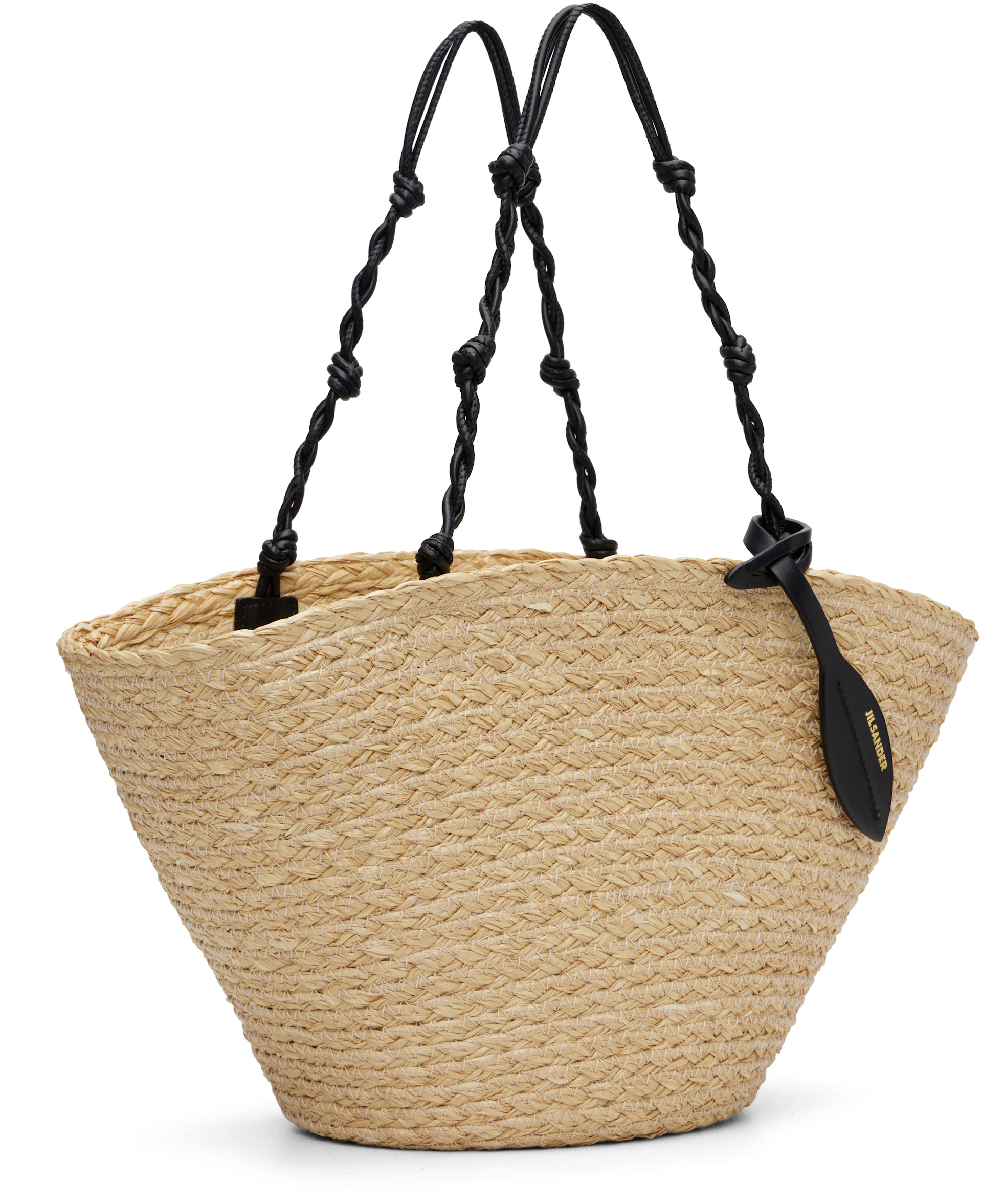 Jil Sander: Beige Small Tangle Bucket Tote | SSENSE Austria