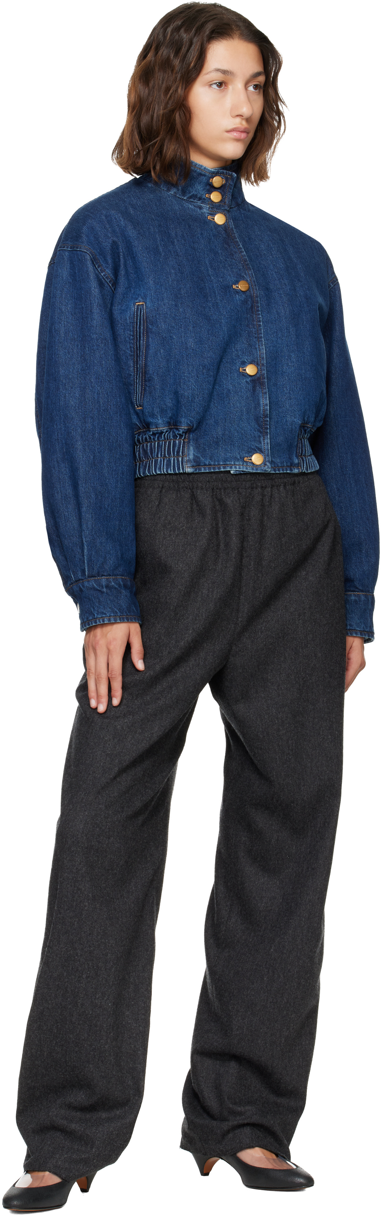 90's JIL SANDER Cotton Jersey Blouson ① Jil Sander: Blue Denim Padded Blouson Jacket | SSENSE