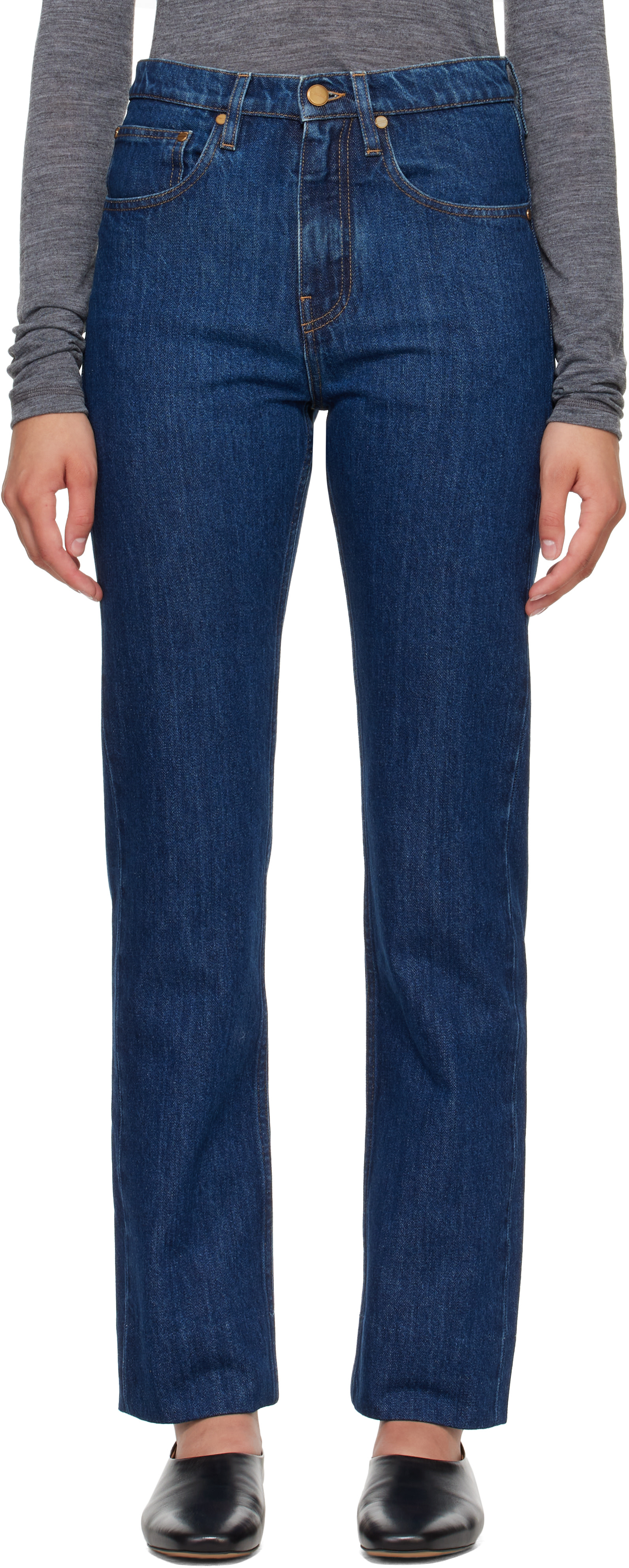 Jil Sander: Navy Faded Jeans | SSENSE