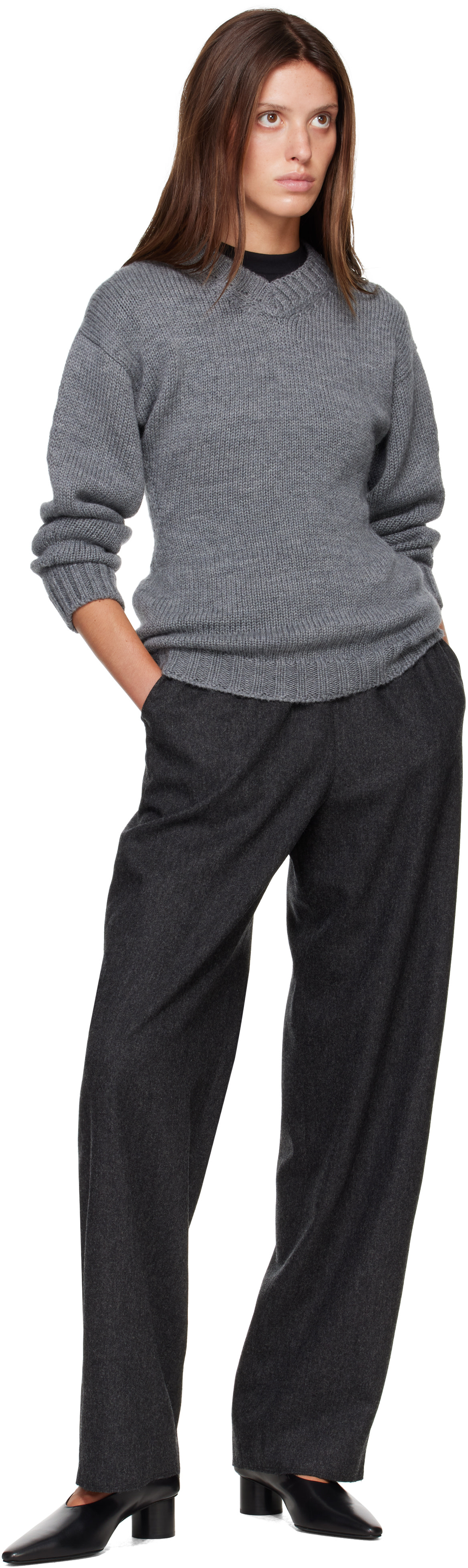 Jil Sander: Gray Wool Flannel Trousers | SSENSE