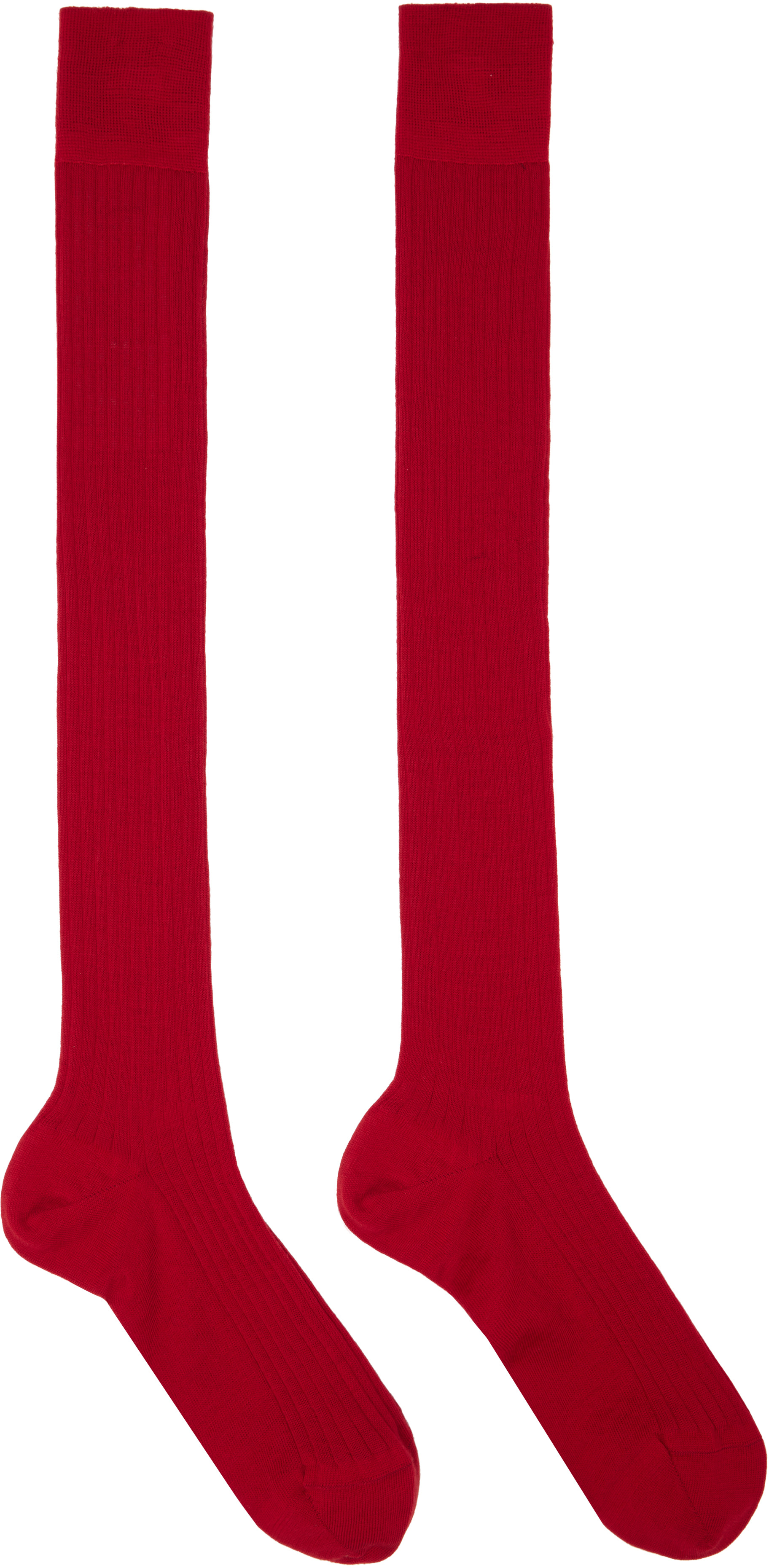 Jil Sander - Red Ribbed Wool Socks