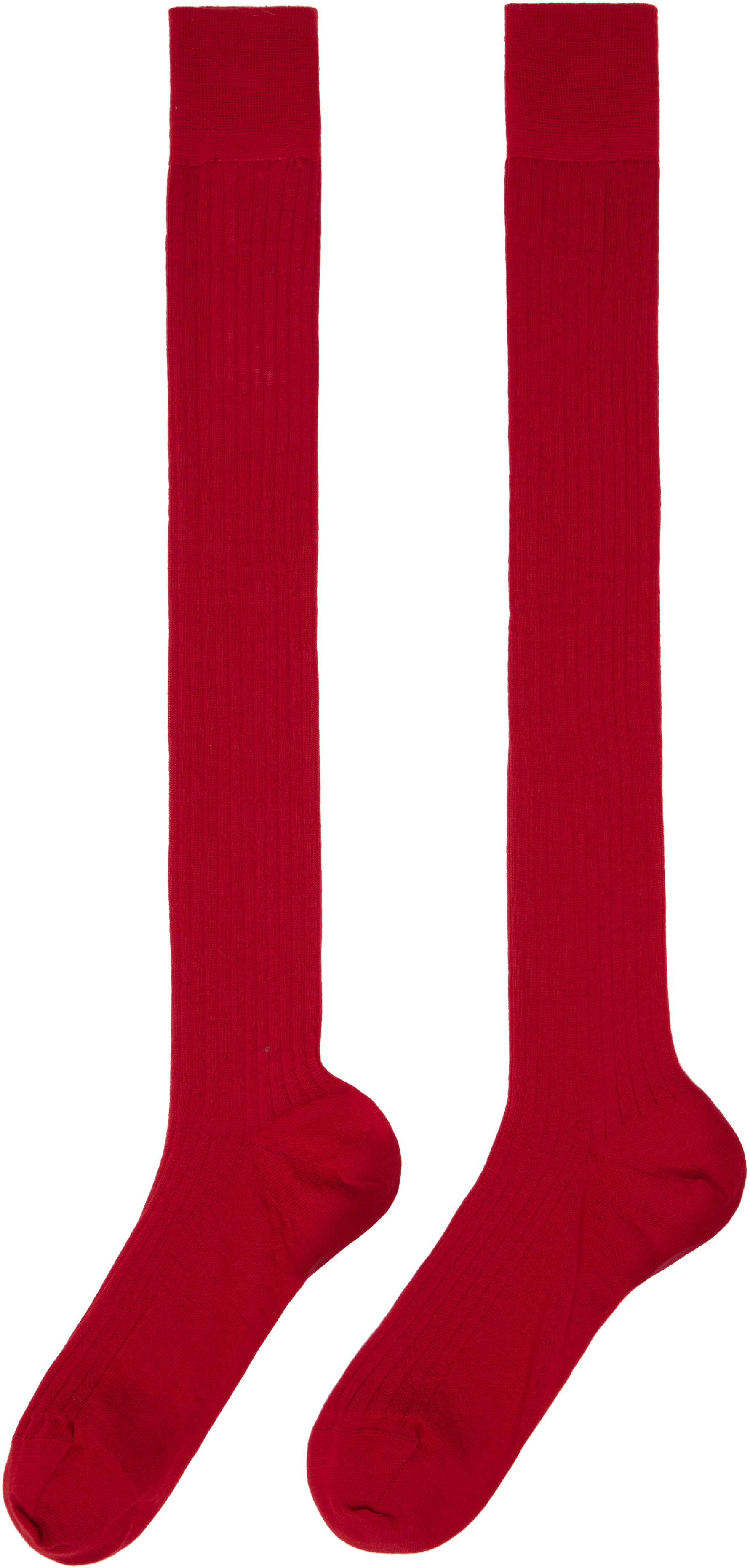 Jil Sander - Red Ribbed Wool Socks
