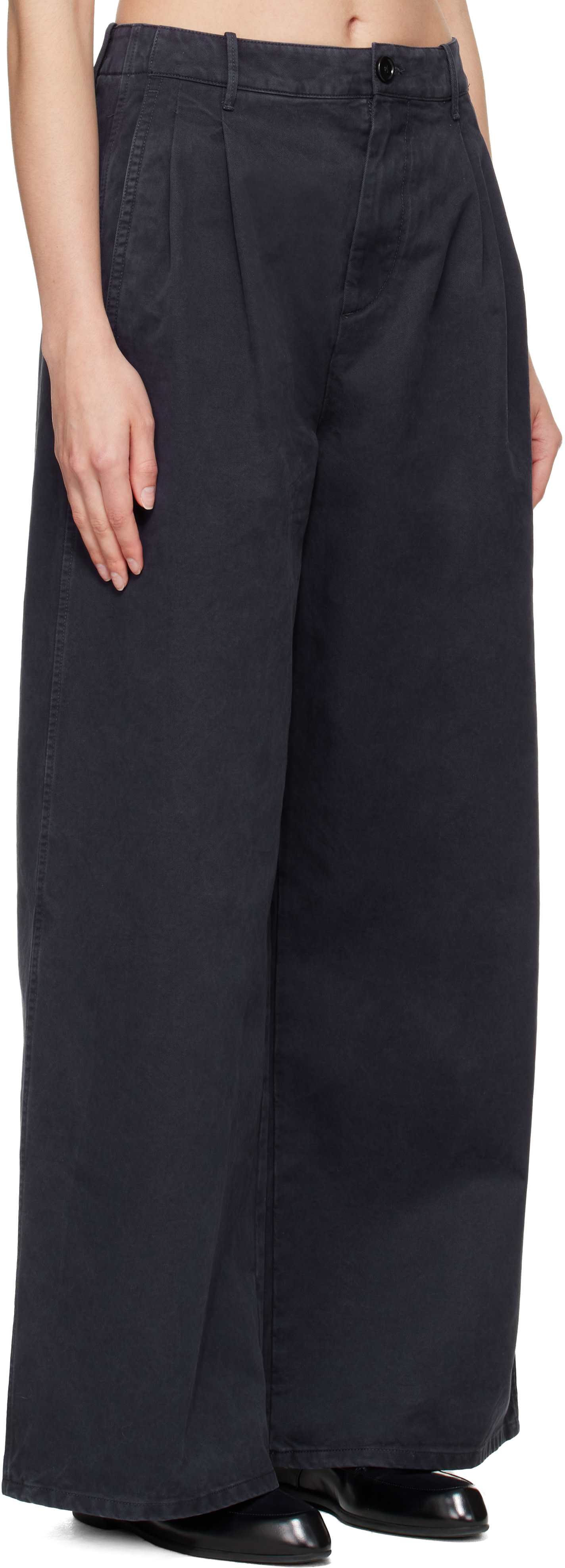 Jil Sander - Pantalon ample décontracté bleu marine à plis