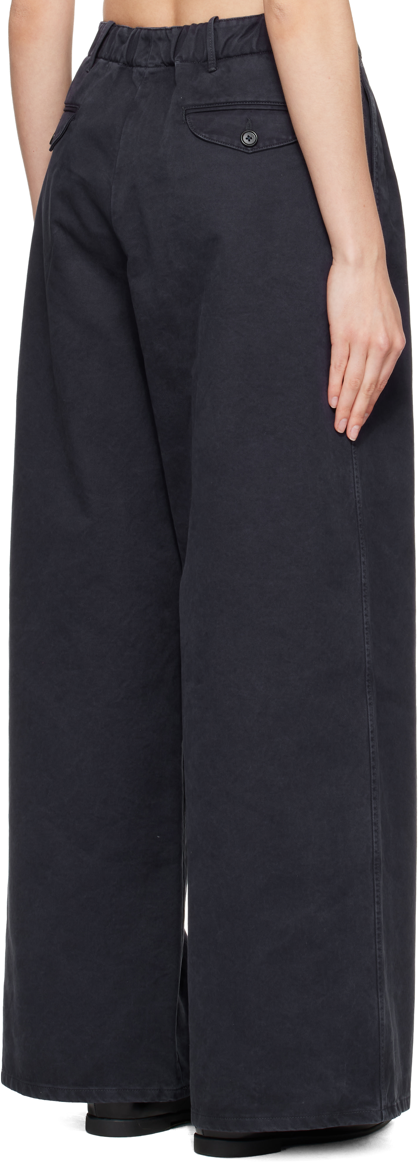 Jil Sander - Pantalon ample décontracté bleu marine à plis