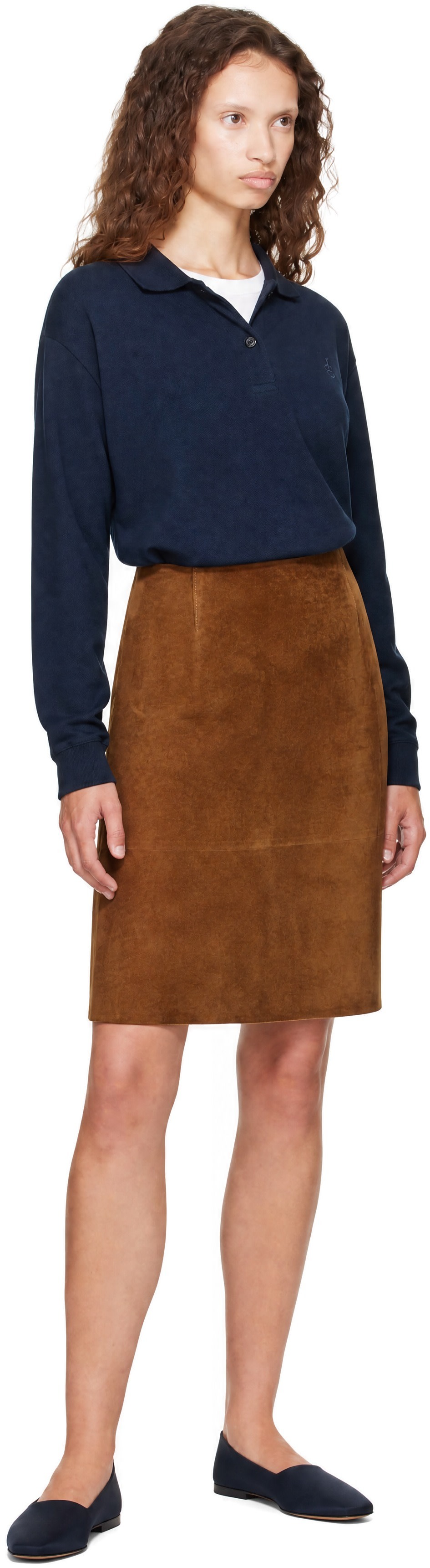 Jil Sander - Jupe midi brune en suède