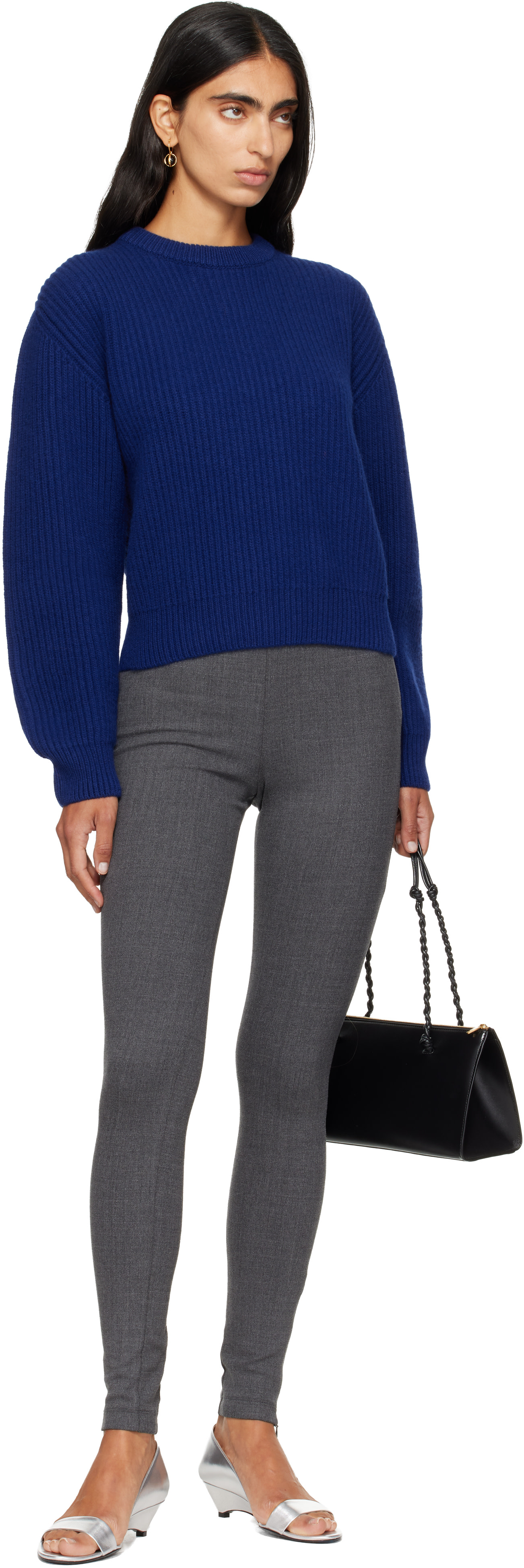 Jil Sander: Blue Wool Crew-Neck Sweater | SSENSE