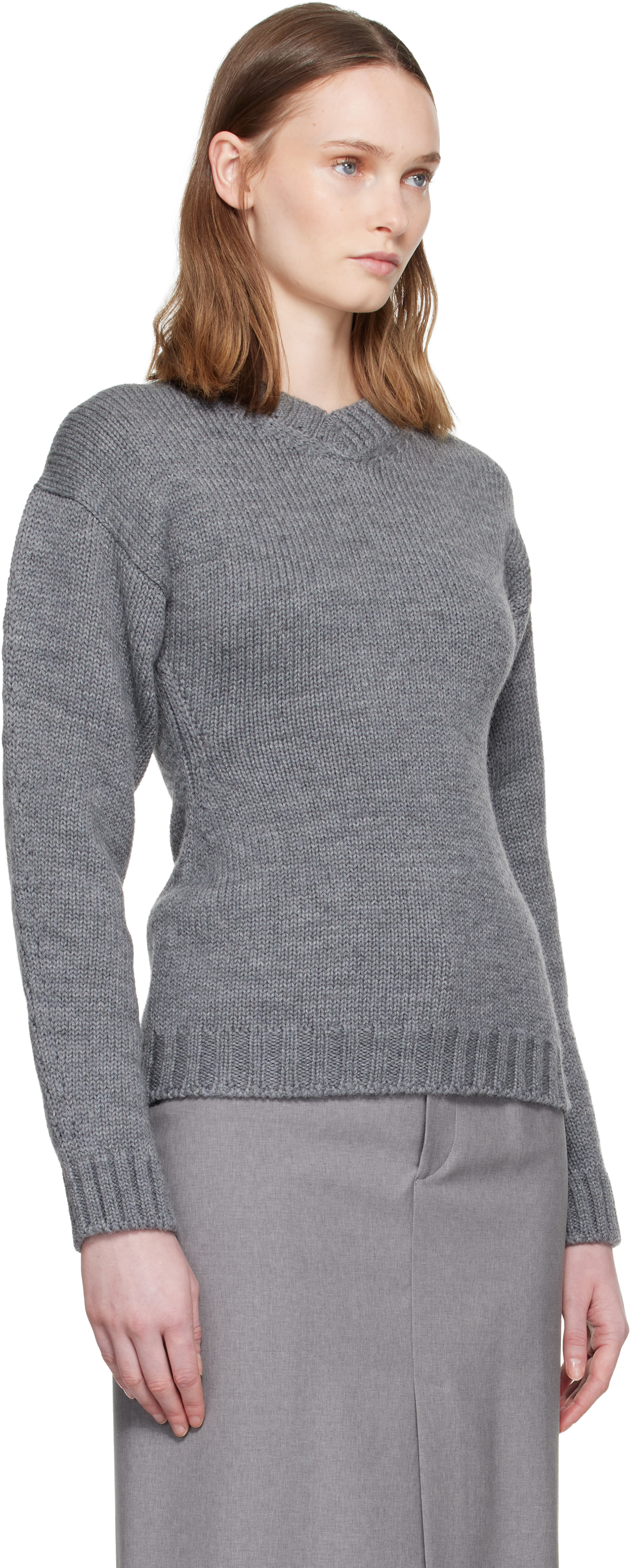 Jil Sander - Pull Hourglass gris en laine