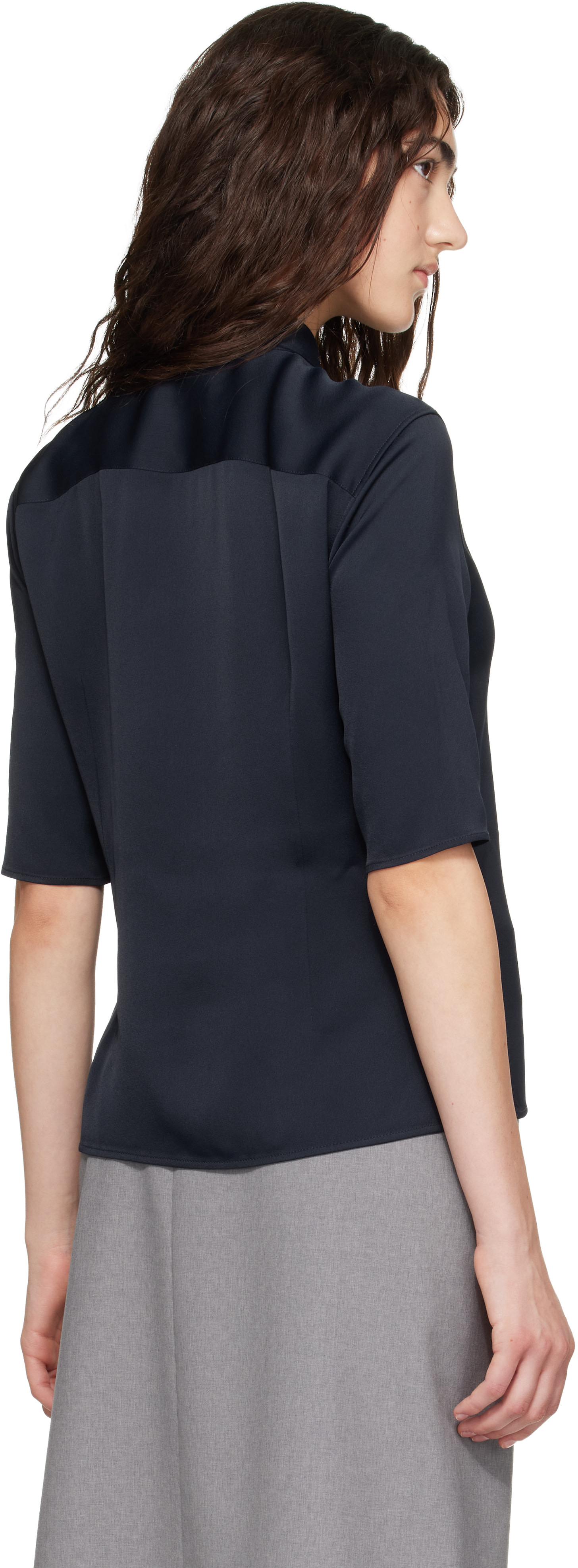 Jil Sander: Navy Envers Satin Shirt | SSENSE