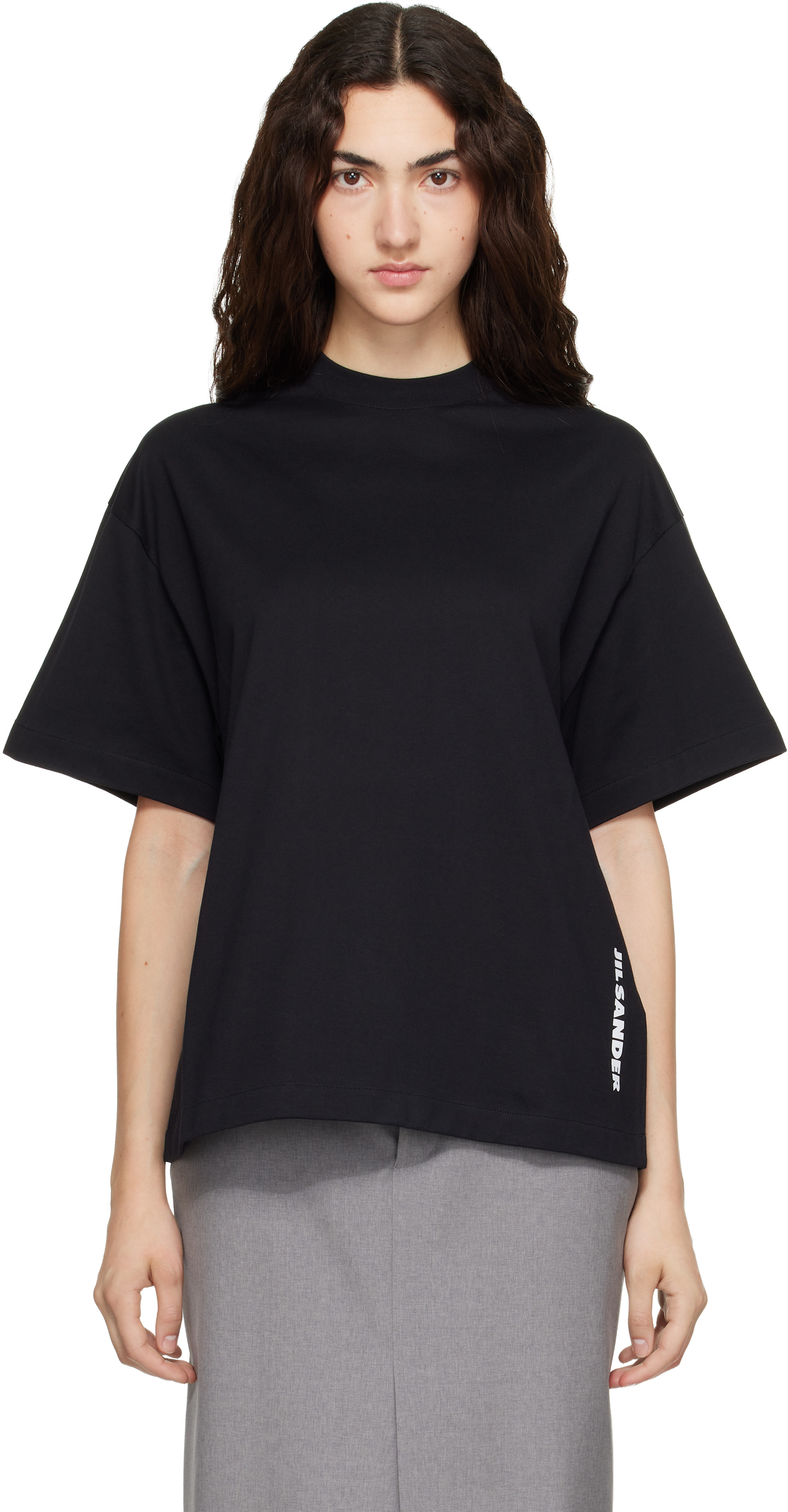 Jil Sander: Black Cotton Crew-Neck T-shirt | SSENSE