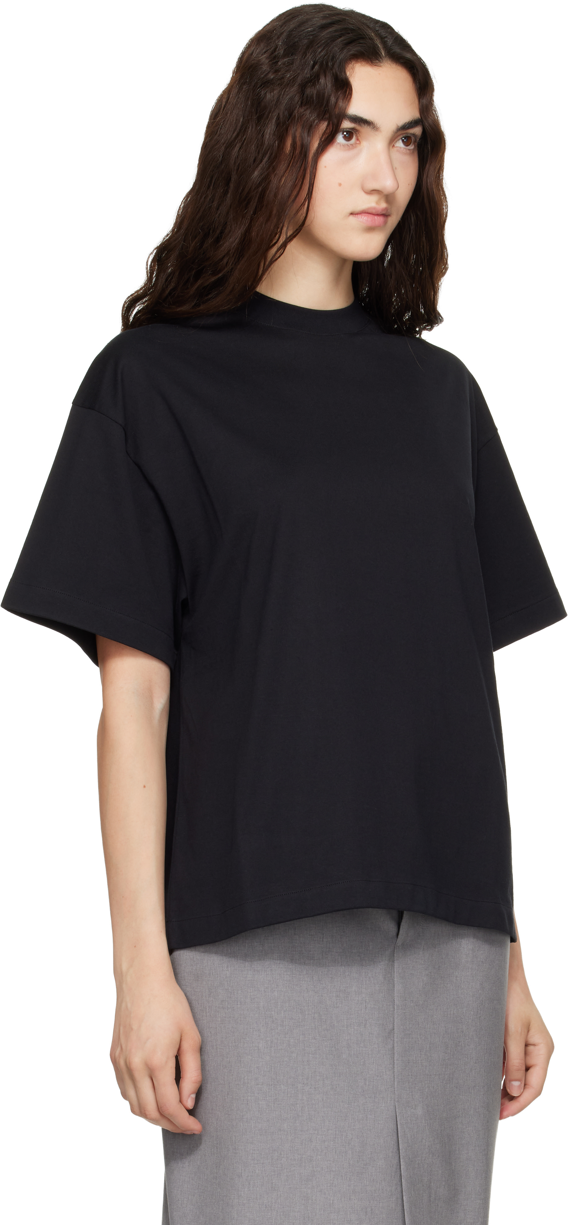 Jil Sander: Black Cotton Crew-Neck T-shirt | SSENSE