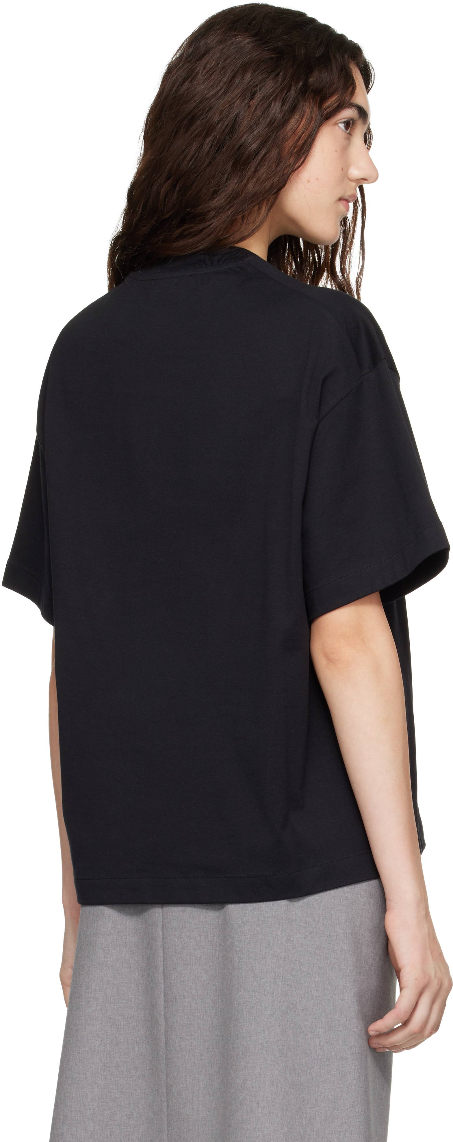 Jil Sander: ブラック コットン クルーネックTシャツ | SSENSE 日本