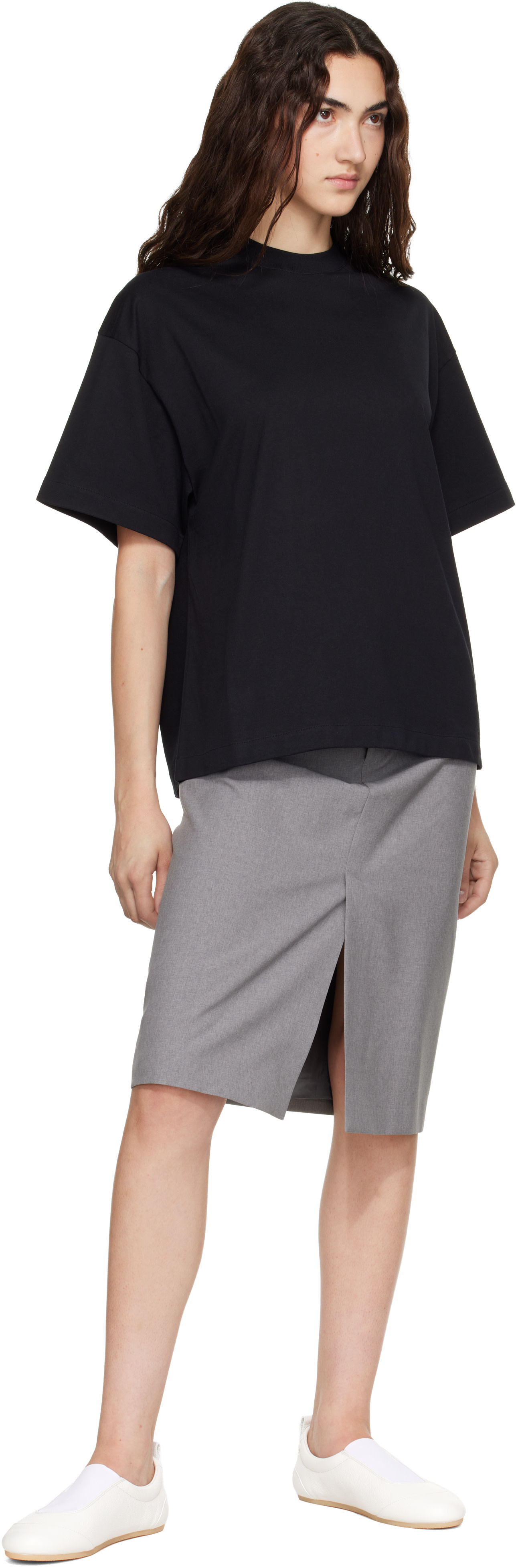 Jil Sander: ブラック コットン クルーネックTシャツ | SSENSE 日本