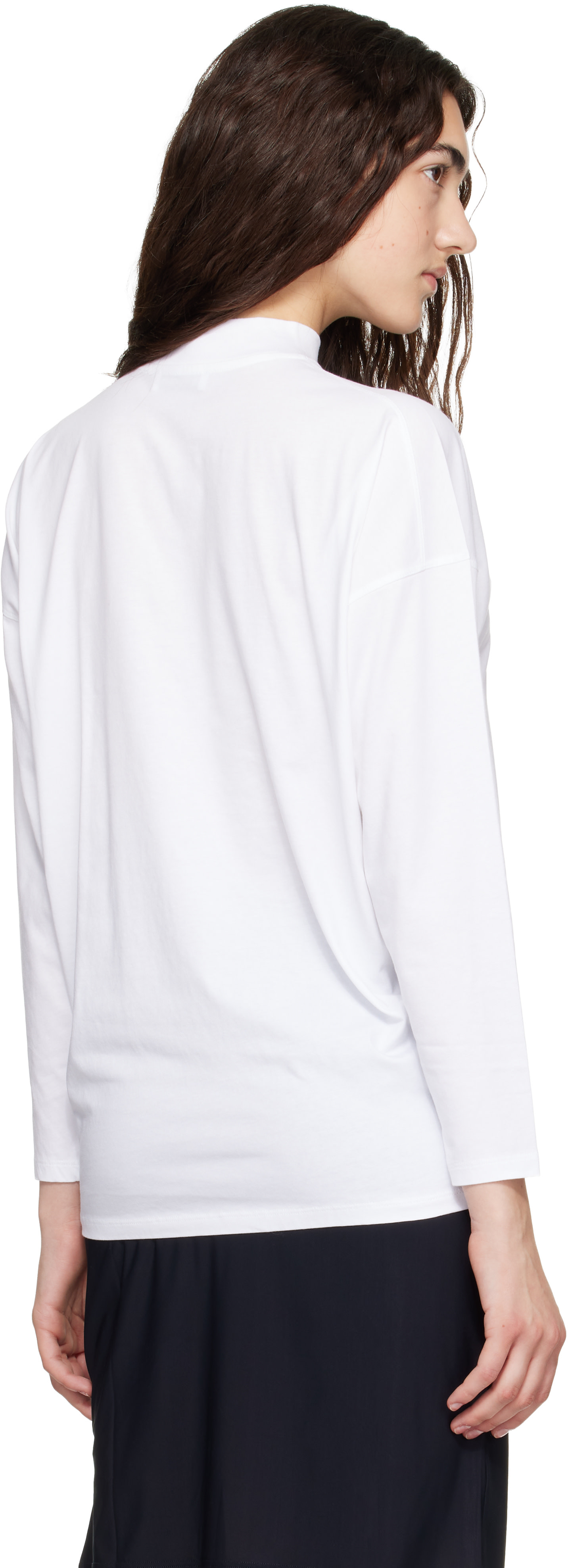 Jil Sander: White Long Sleeves Mock Neck Boxy Fit T-shirt | SSENSE