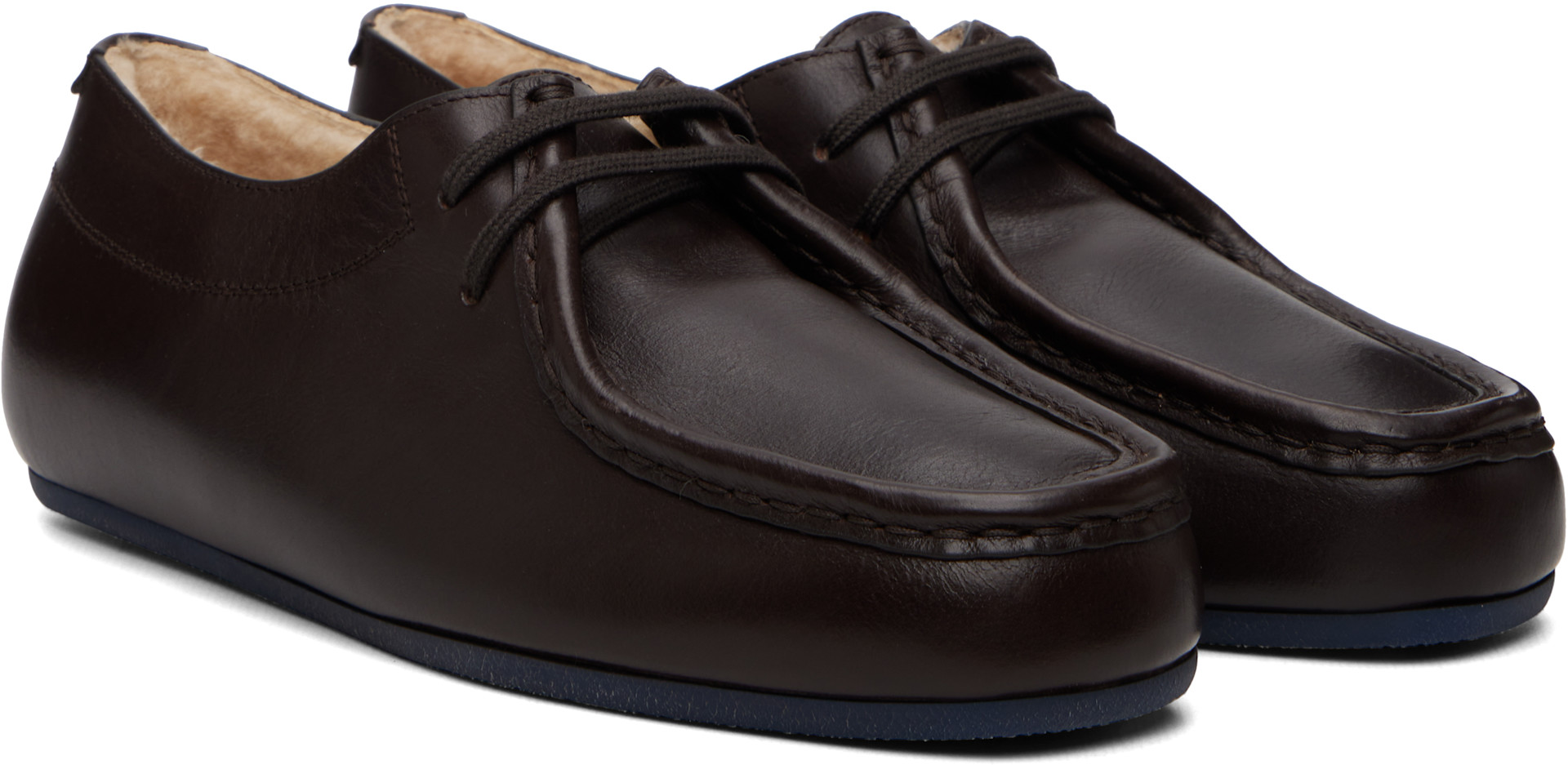 Jil Sander - Derbys brun et bleu à laçage