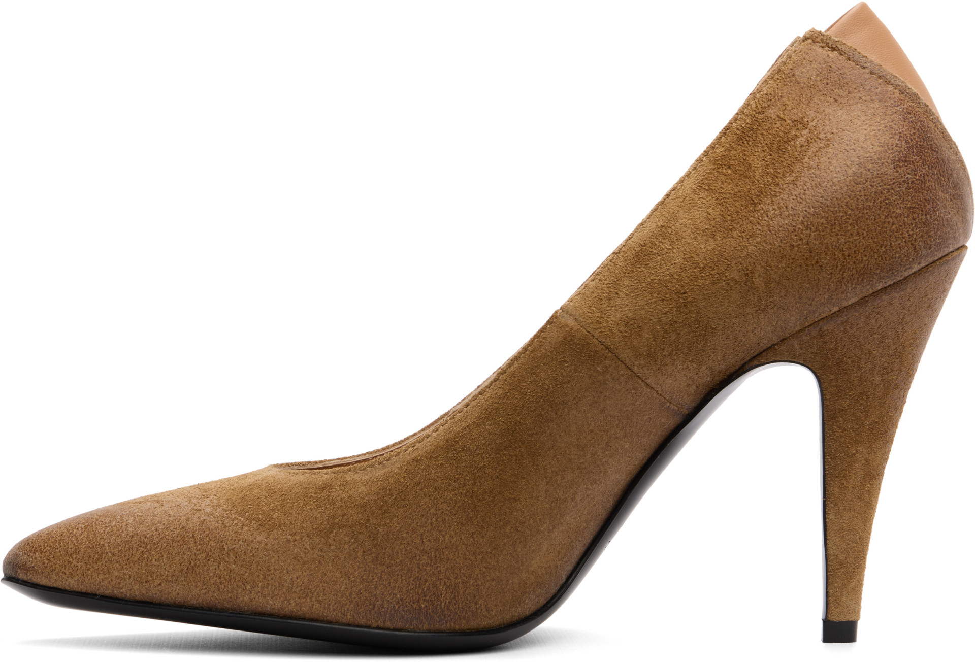 Jil Sander - Chaussures à talon brun clair en suède