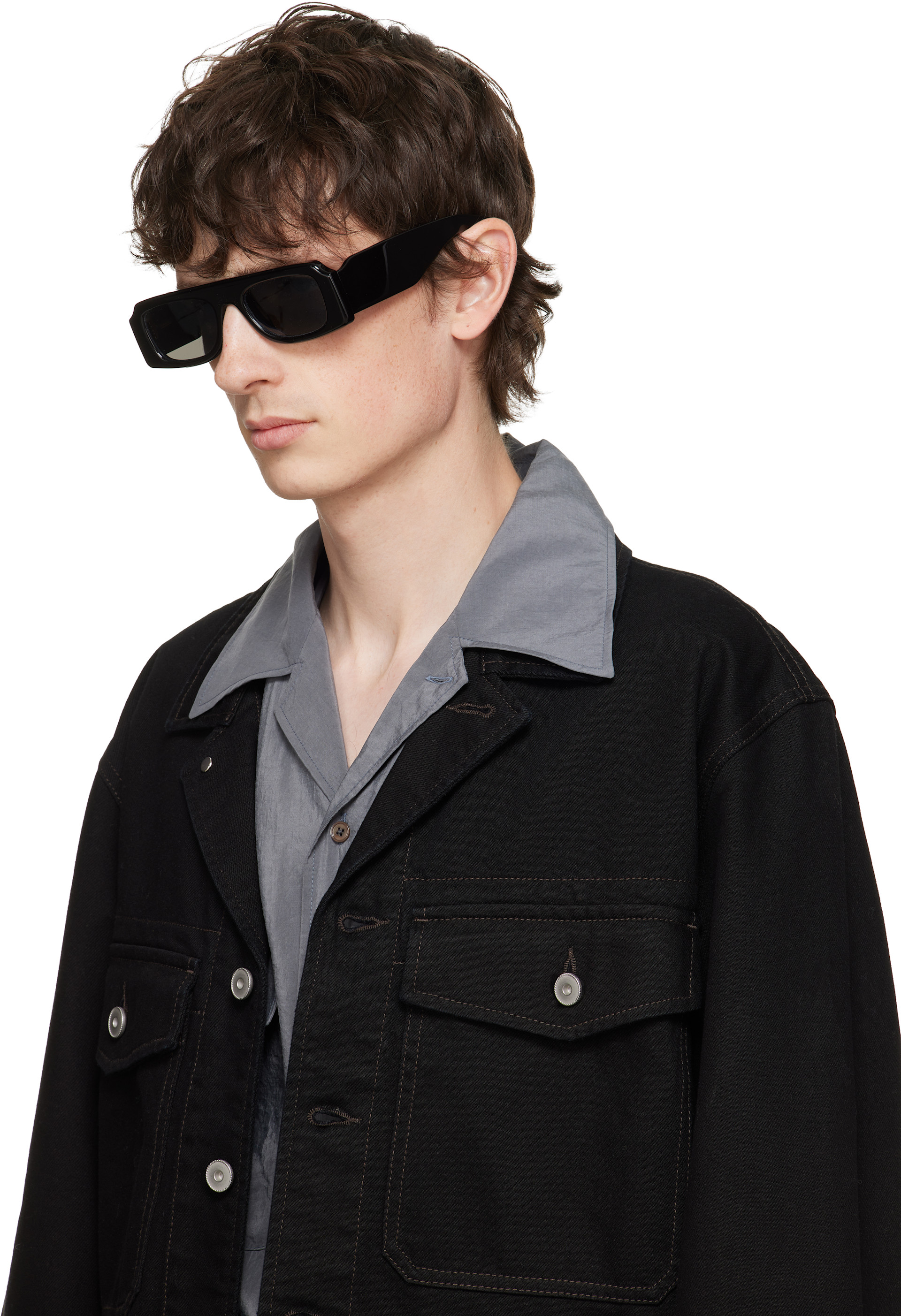 Jil Sander: Black Oliver Peoples 'Edition 4' Sculptural Sunglasses