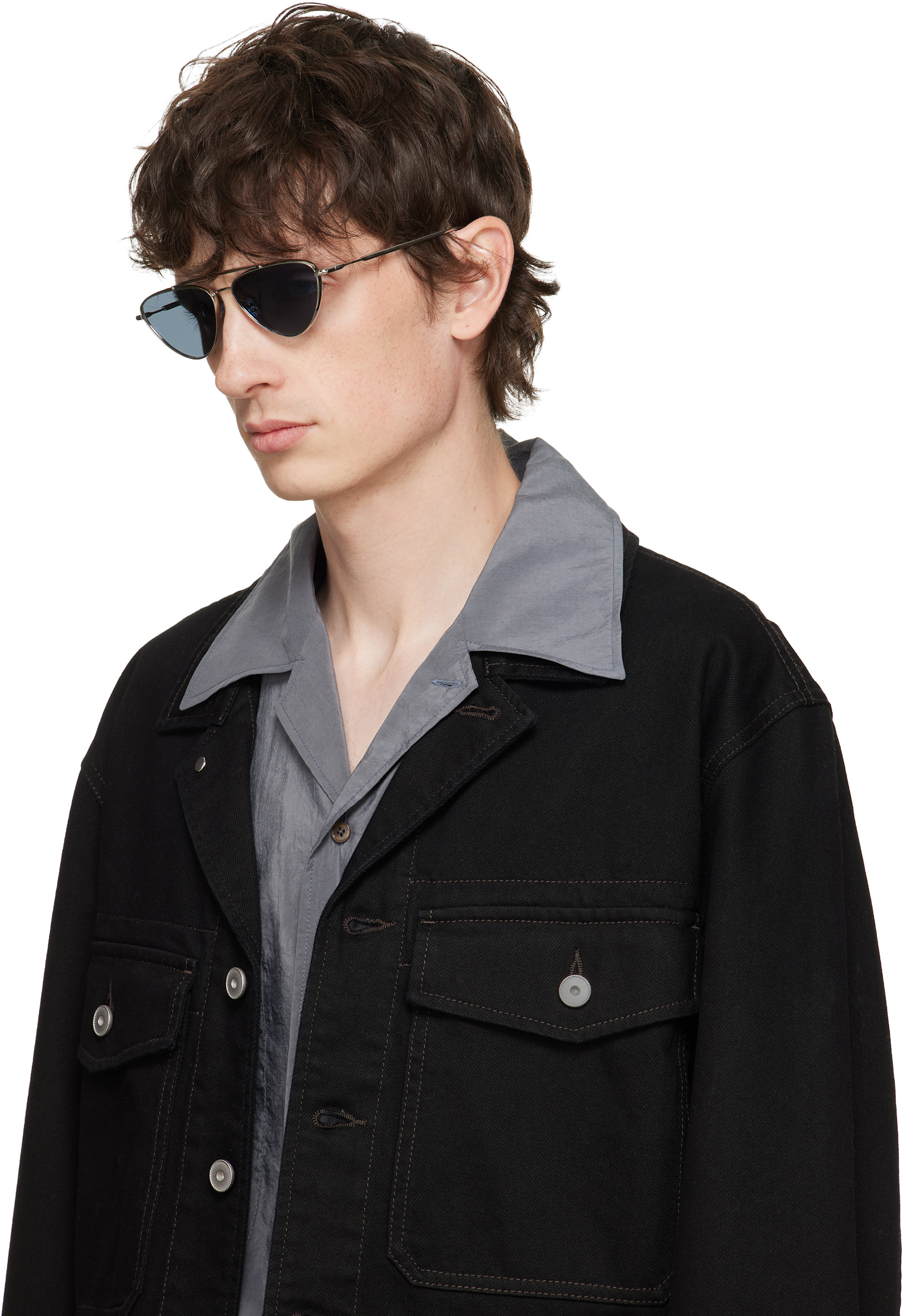 Jil Sander: Silver Oliver Peoples 'Edition 1' Aviator Sunglasses