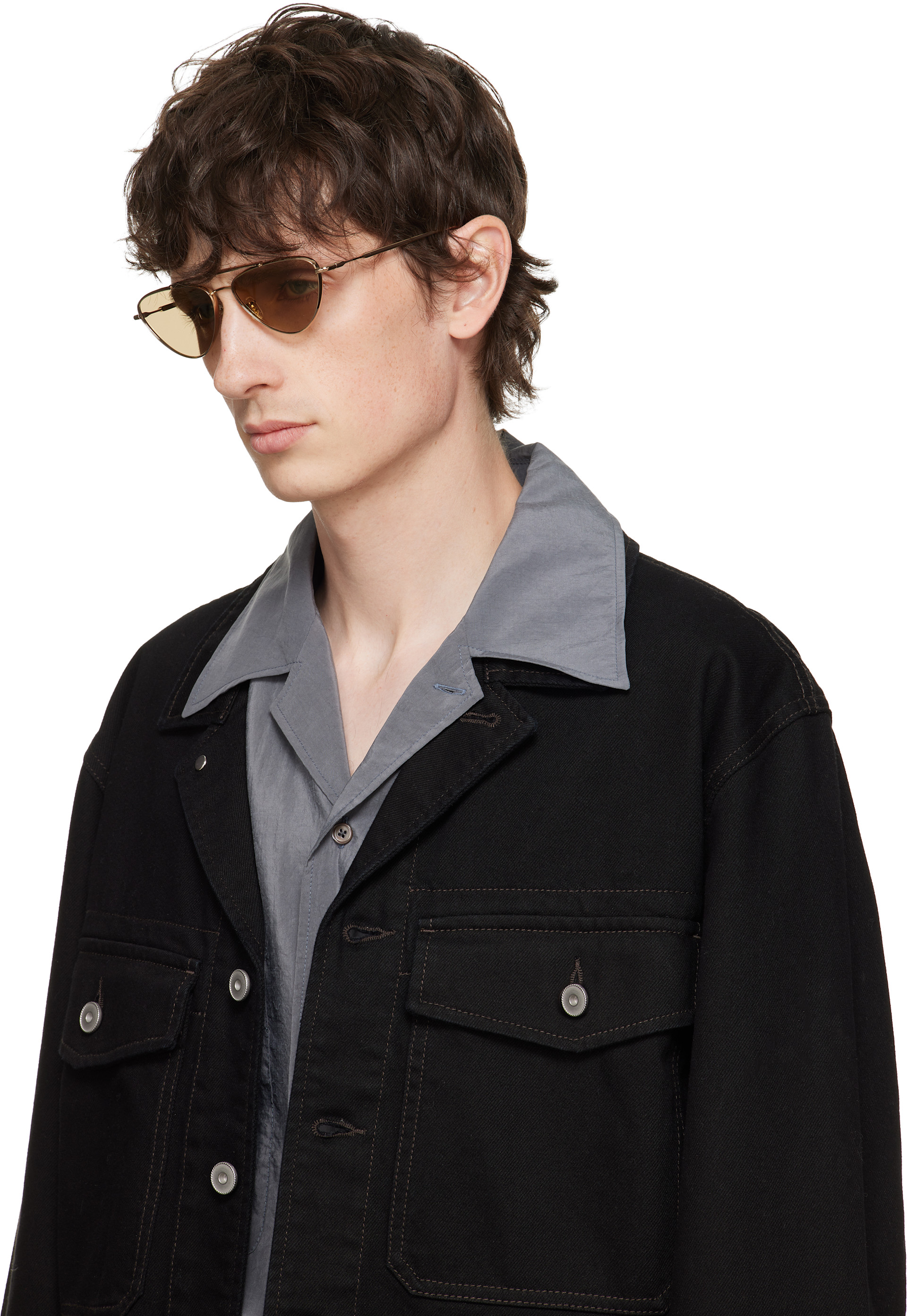 Jil Sander - Gold Oliver Peoples 'Edition 1' Aviator Sunglasses