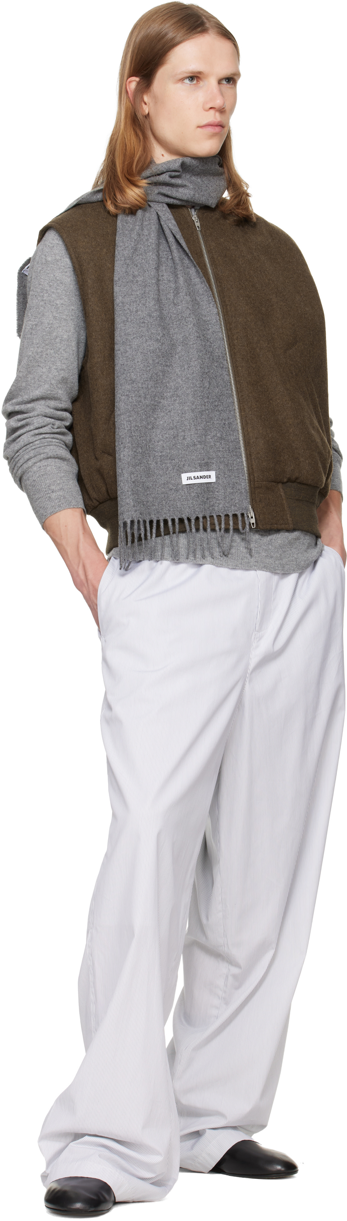 Jil Sander - Gray Slim Wool Scarf