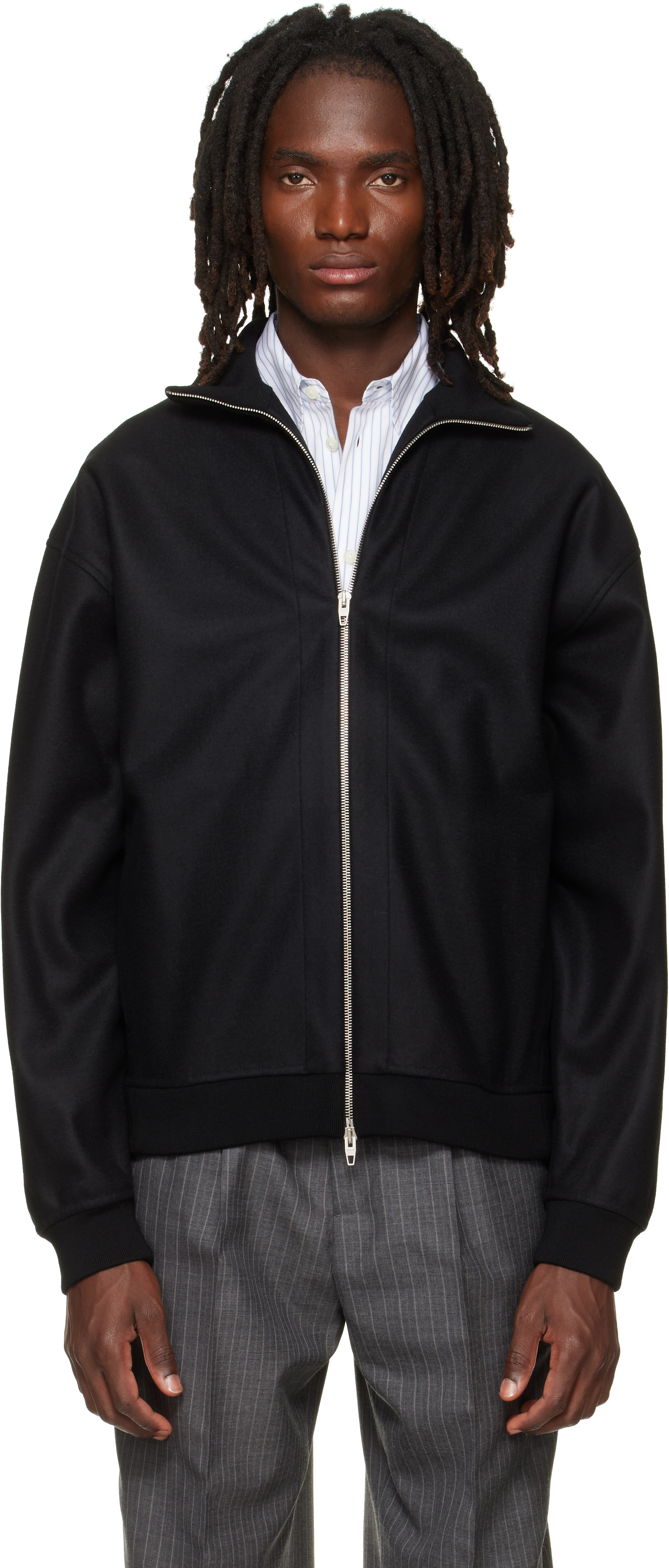 Jil Sander - Black Wool Melton Zip-Up Jacket