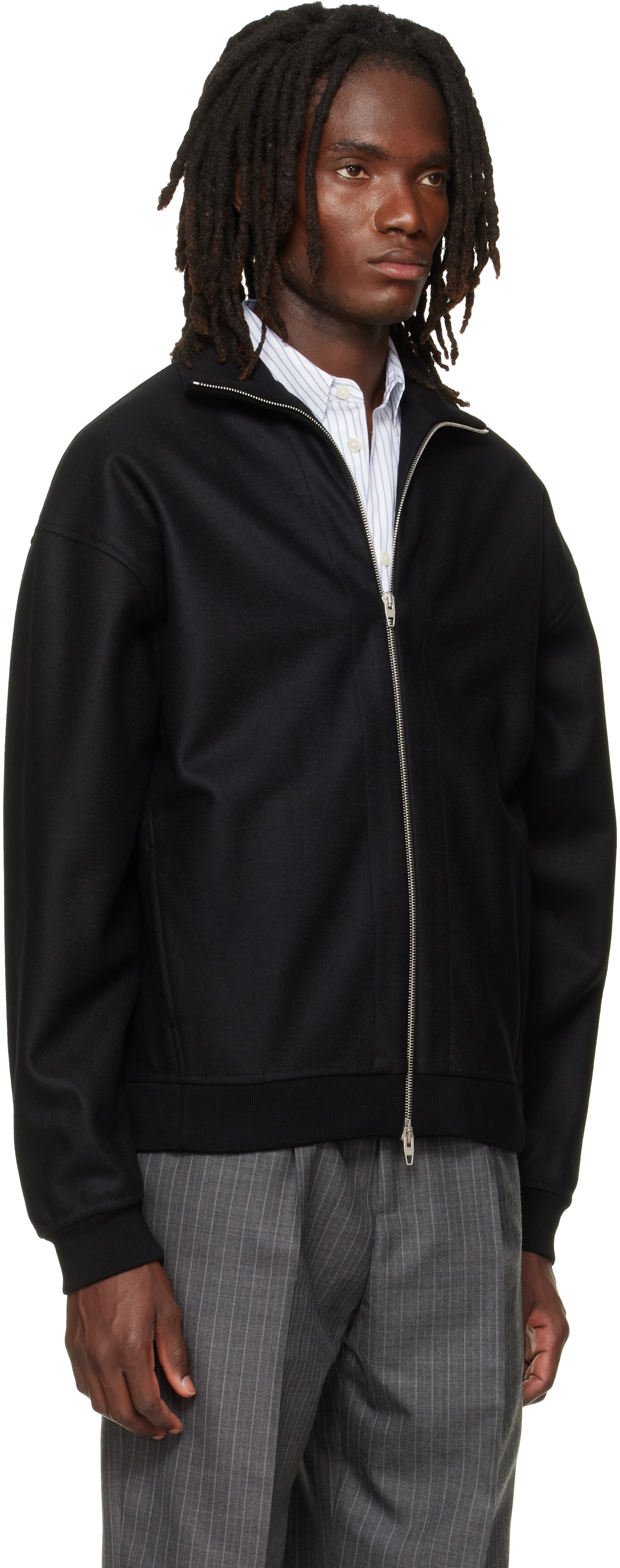 Jil Sander - Black Wool Melton Zip-Up Jacket