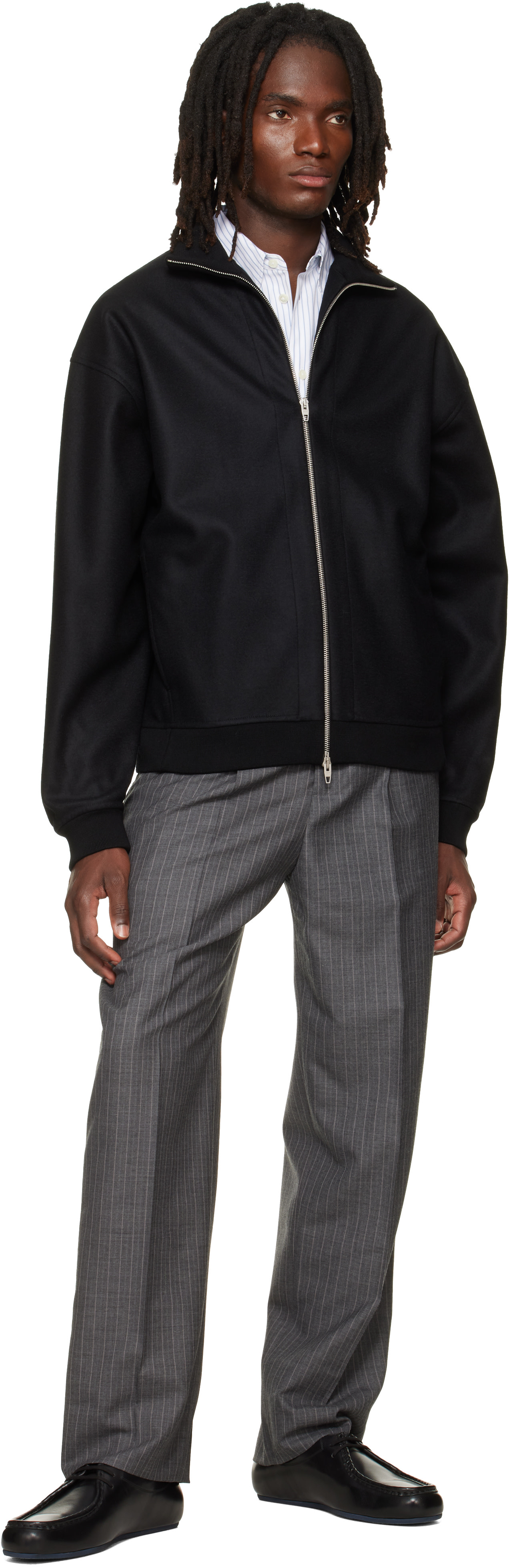 Jil Sander - Black Wool Melton Zip-Up Jacket