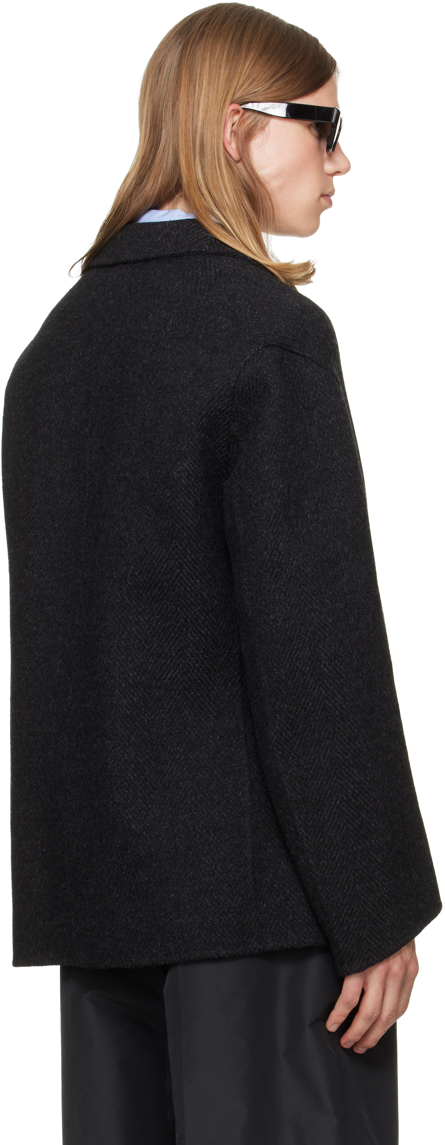 Jil Sander - Gray Wool Chevron Jacket