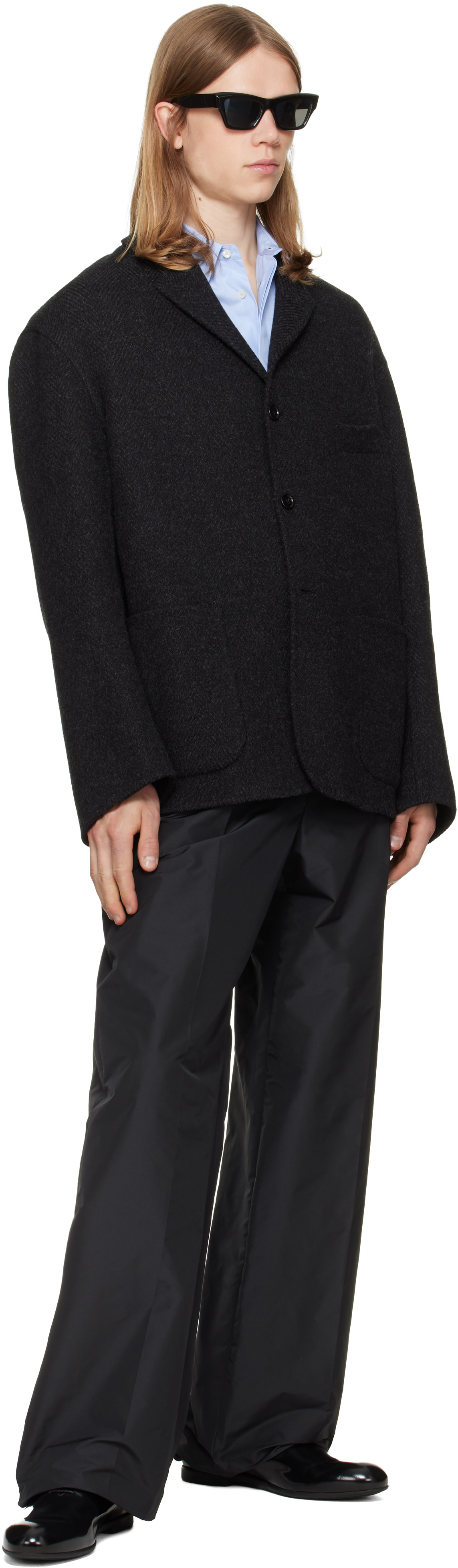 Jil Sander - Gray Wool Chevron Jacket