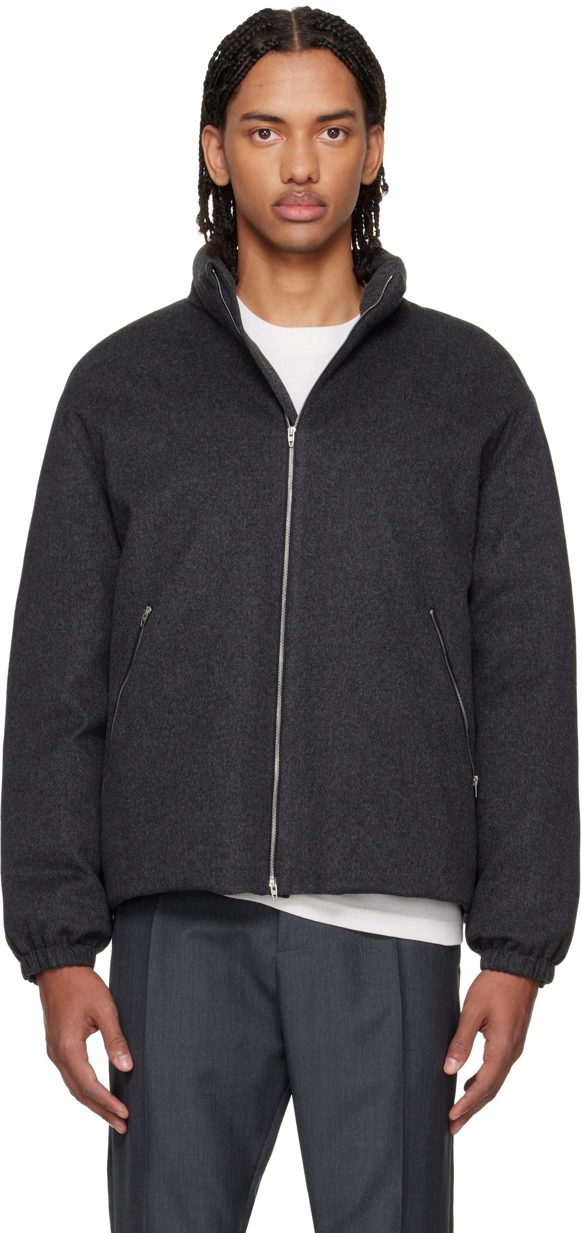 Jil Sander - Gray Wool Melton Down Jacket