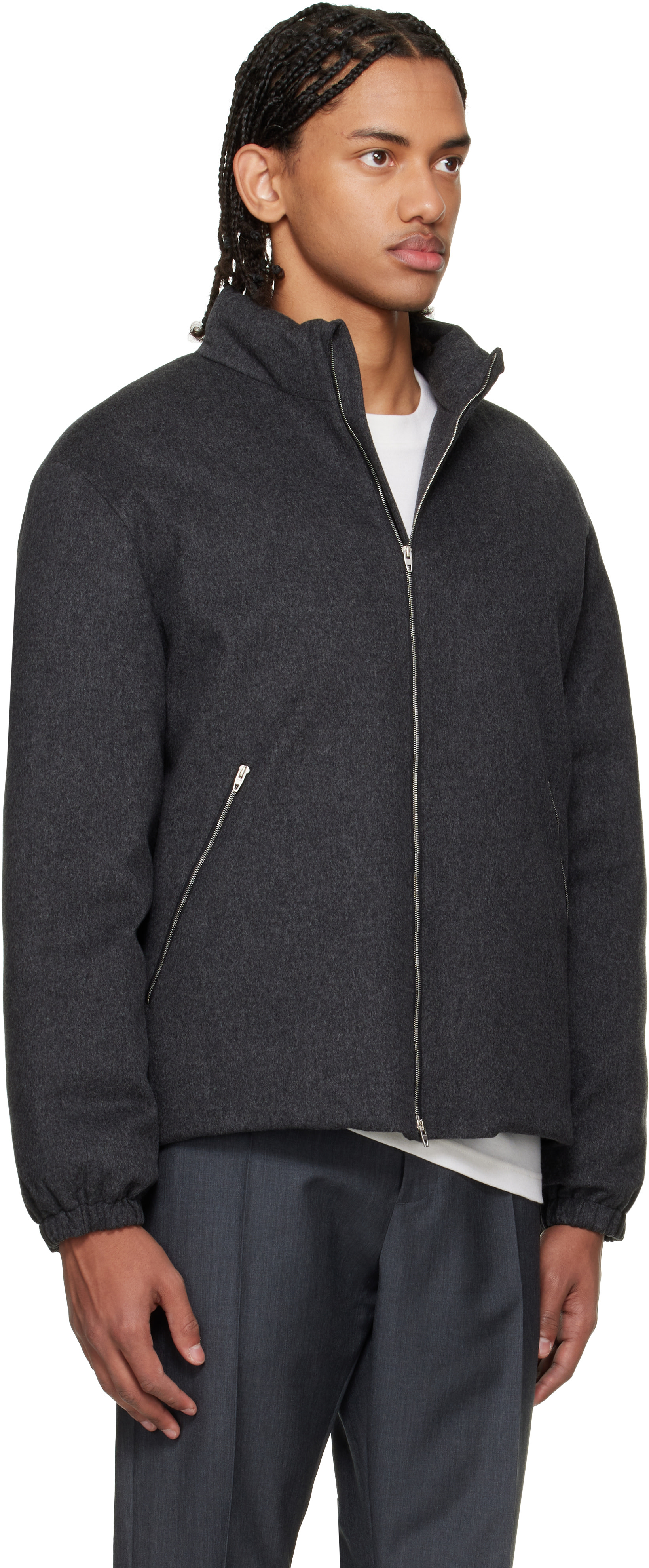 Jil Sander - Gray Wool Melton Down Jacket