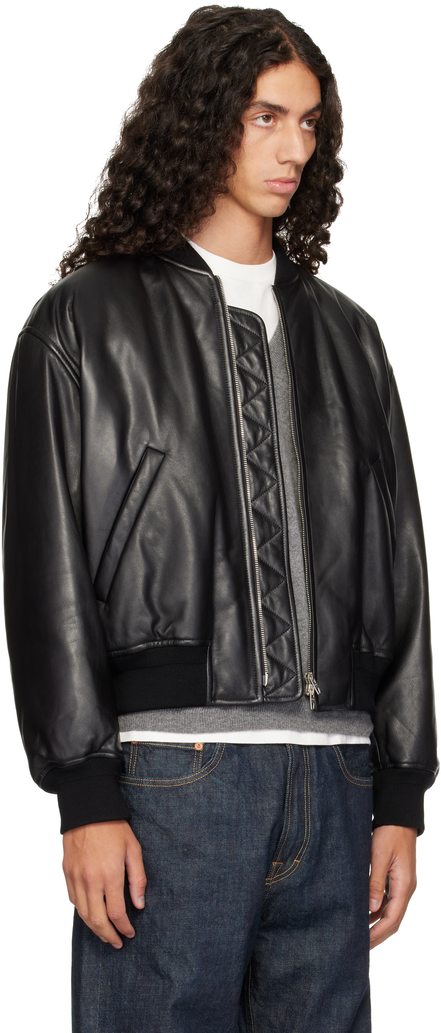 Jil Sander - Black Lambskin Bomber Jacket