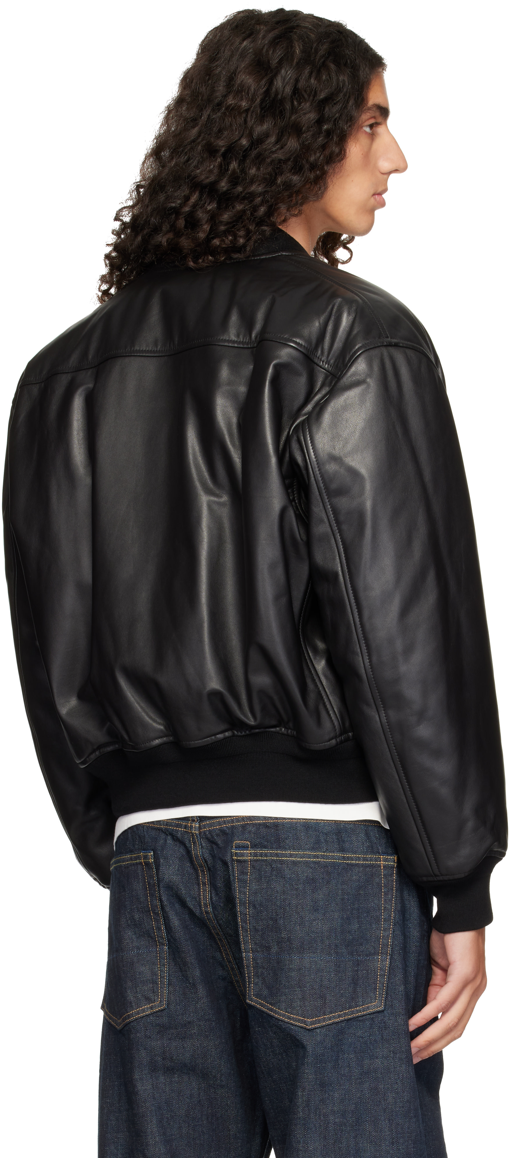 Jil Sander - Black Lambskin Bomber Jacket