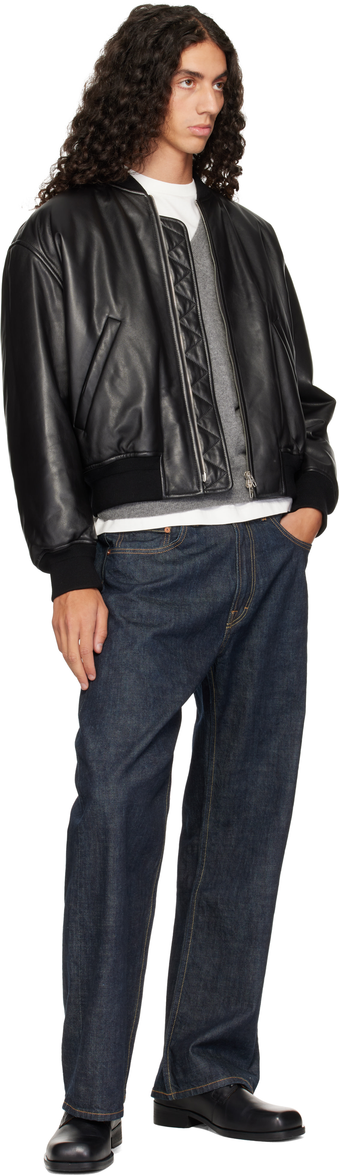 Jil Sander - Black Lambskin Bomber Jacket