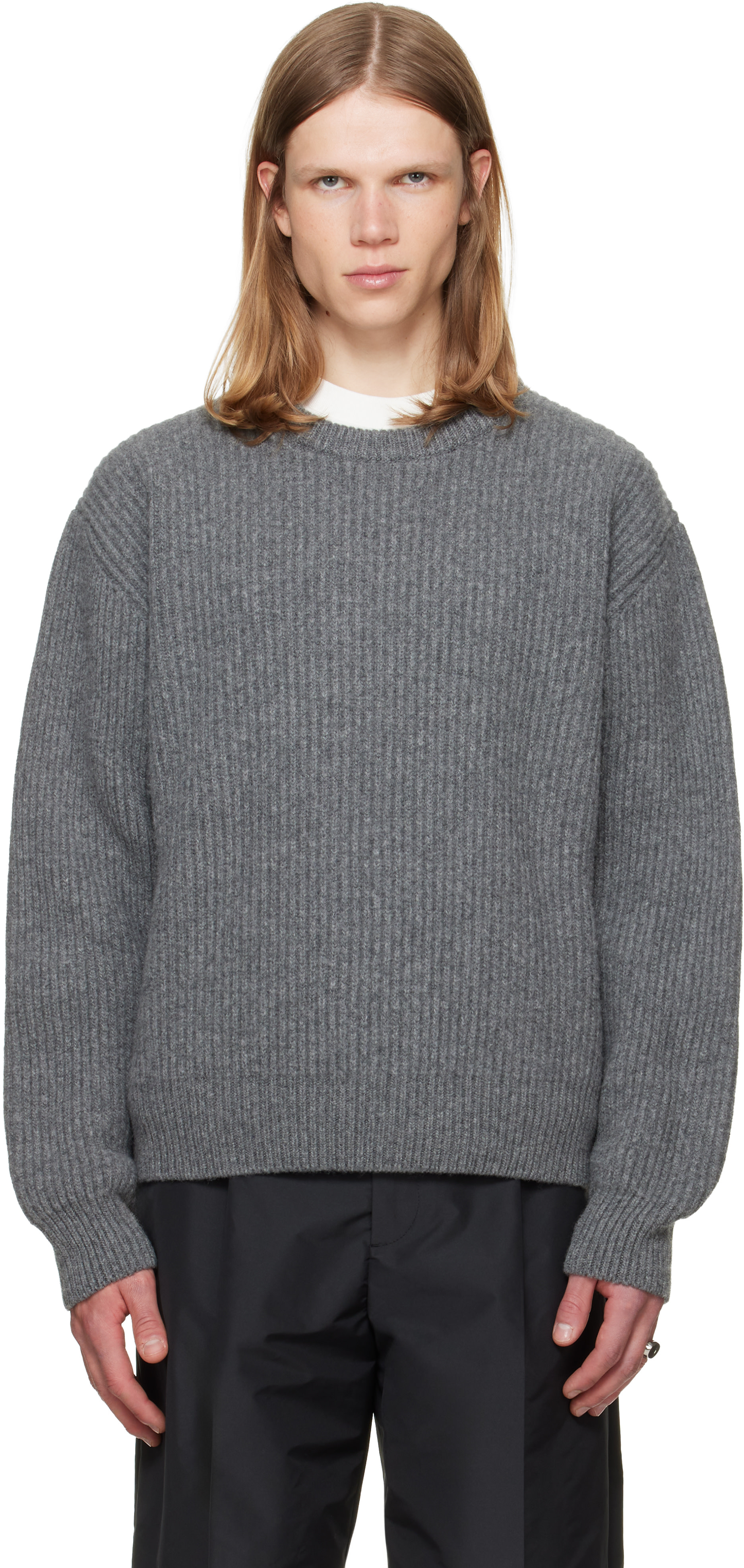 Jil Sander - Gray Wool Crew-Neck Sweater
