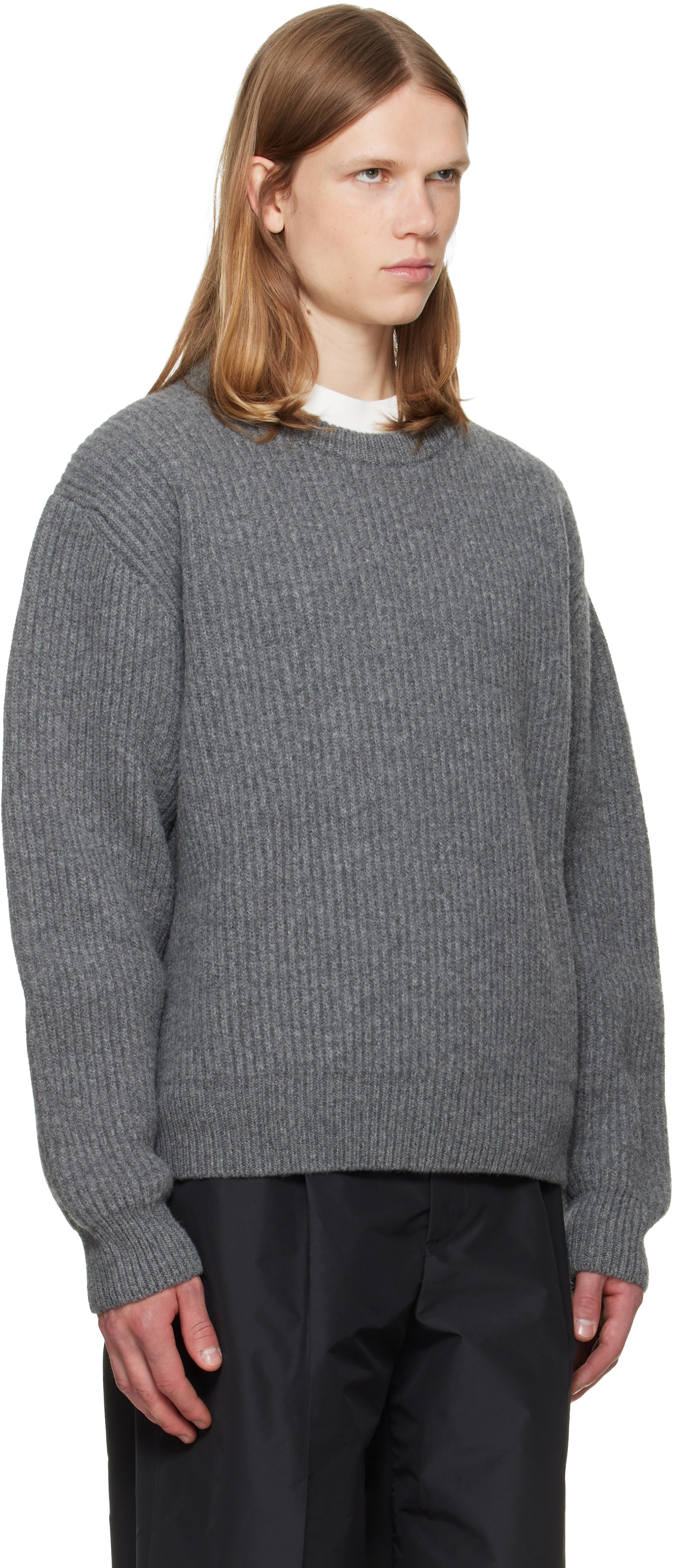 Jil Sander - Gray Wool Crew-Neck Sweater