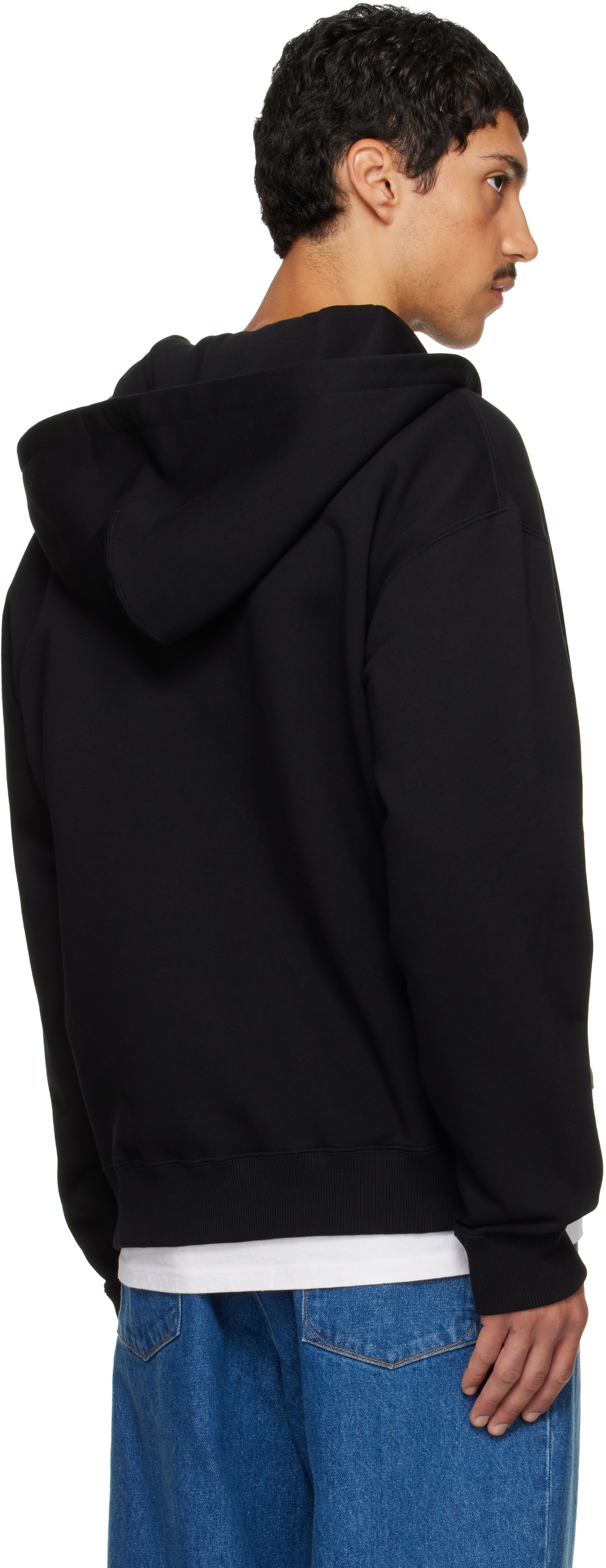 Jil Sander - Pull à capuche noir à glissière