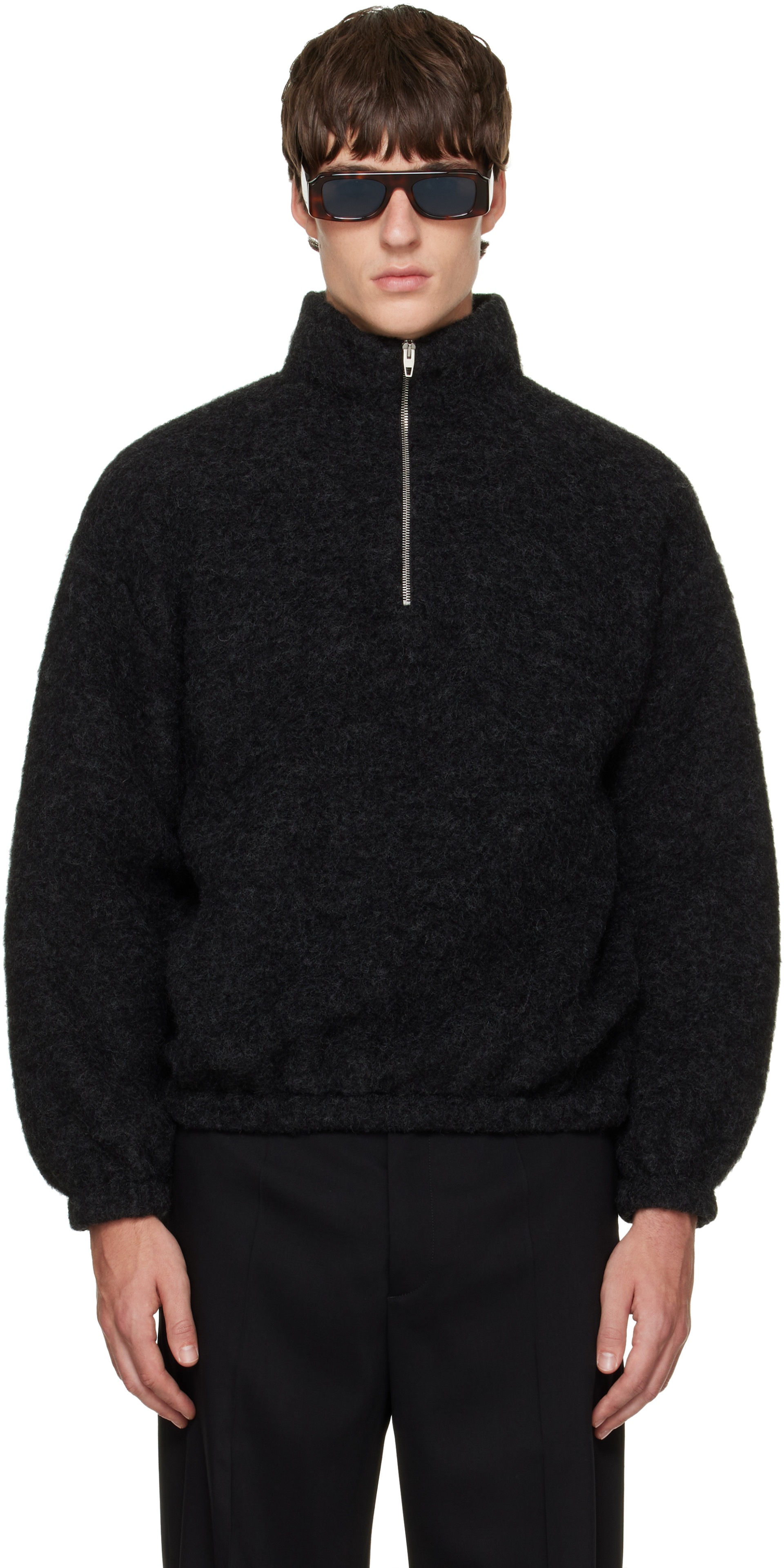 Jil Sander - Black Quarter-Zip Sweater