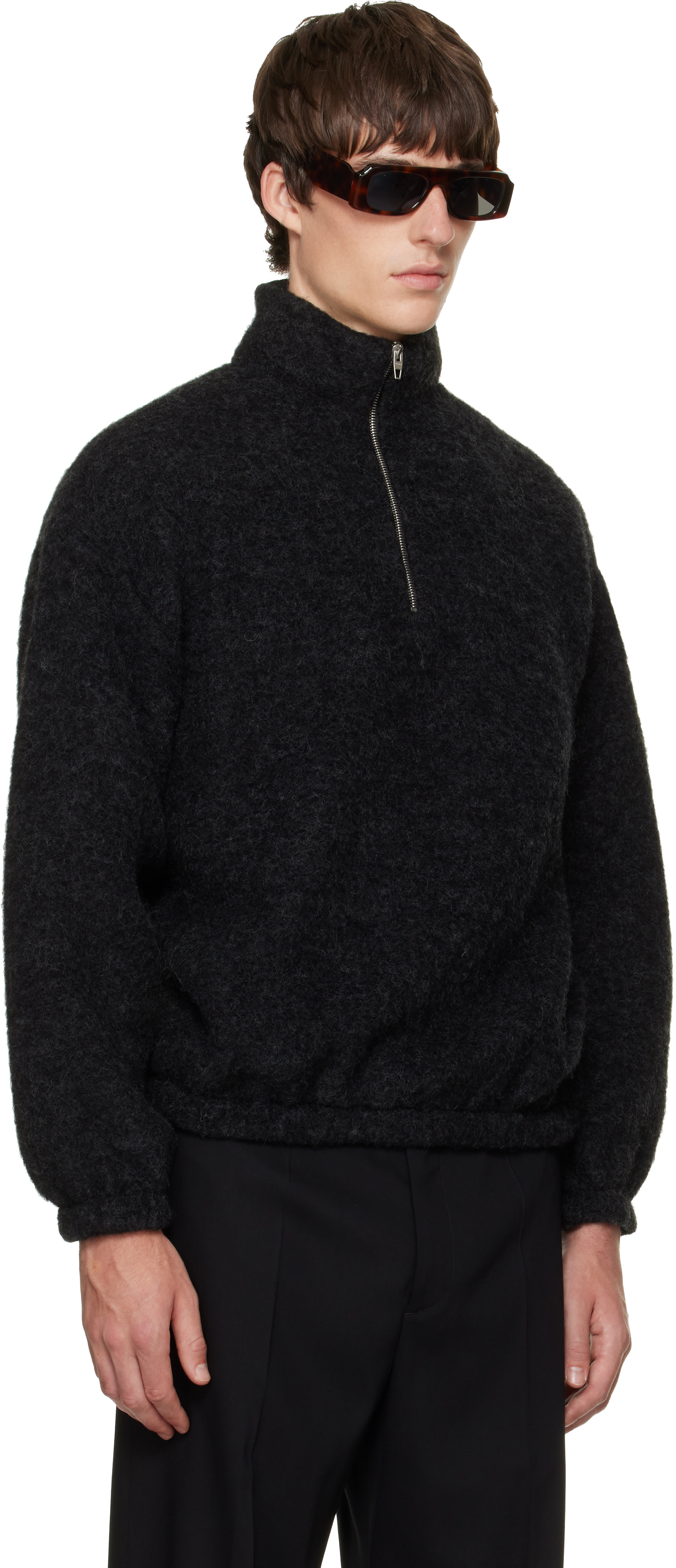 Jil Sander - Black Quarter-Zip Sweater