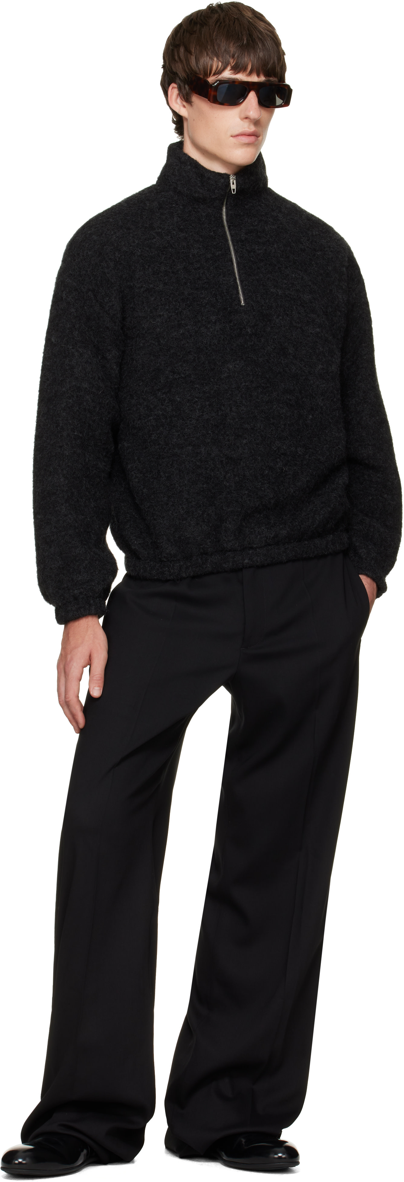 Jil Sander - Black Quarter-Zip Sweater