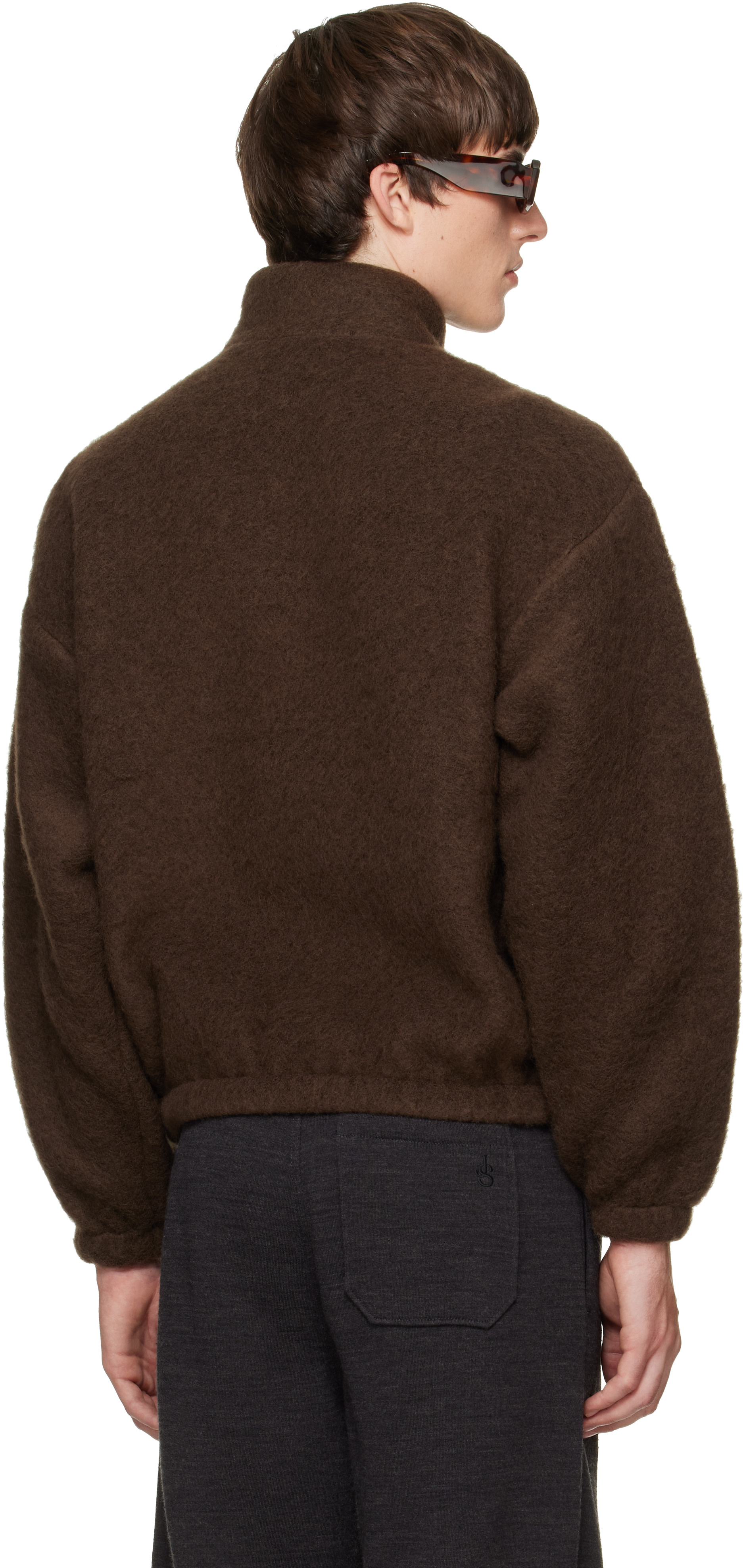 Jil Sander - Pull brun à glissière un quart