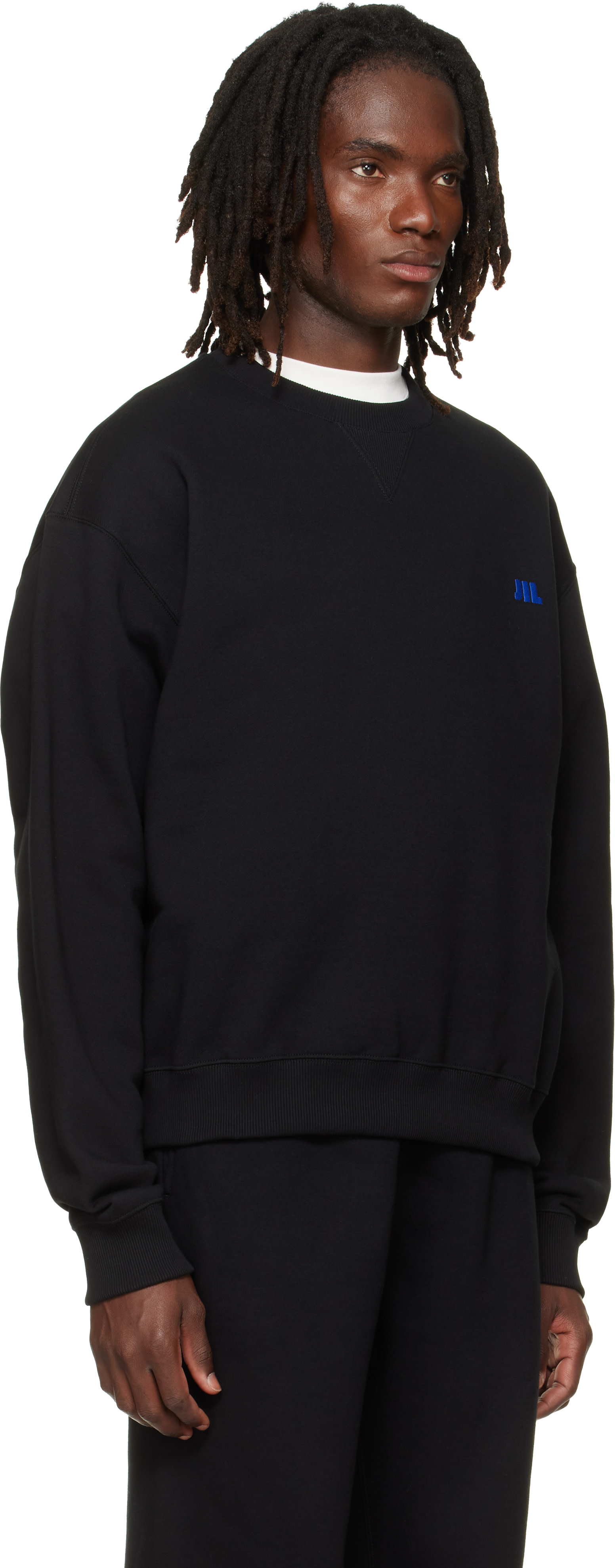 Jil Sander - Pull molletonné noir en coton à col ras du cou