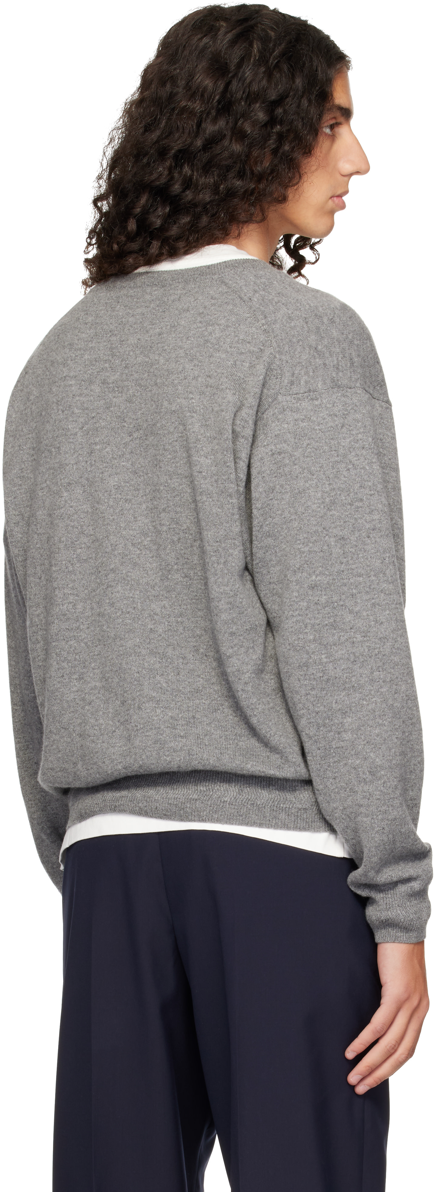 Jil Sander - Gray LS V-Neck Sweater