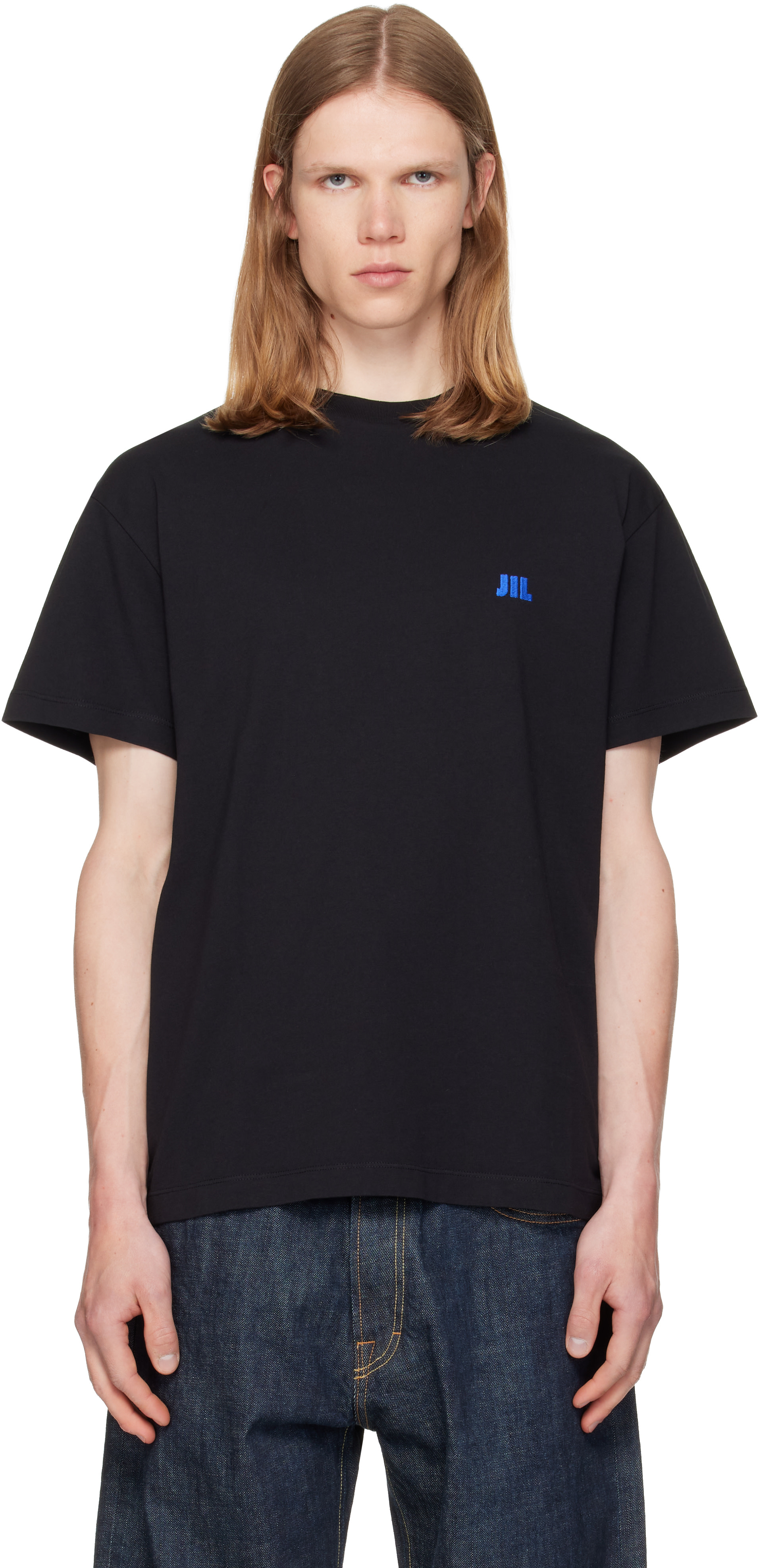 Jil Sander: Black Embroidered T-shirt | SSENSE