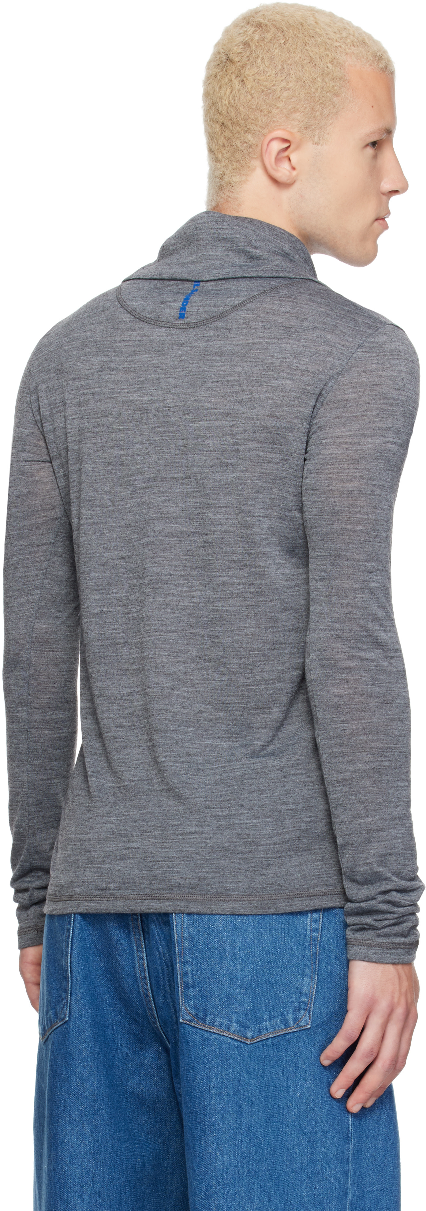 Jil Sander - Gray LS Zip Polo