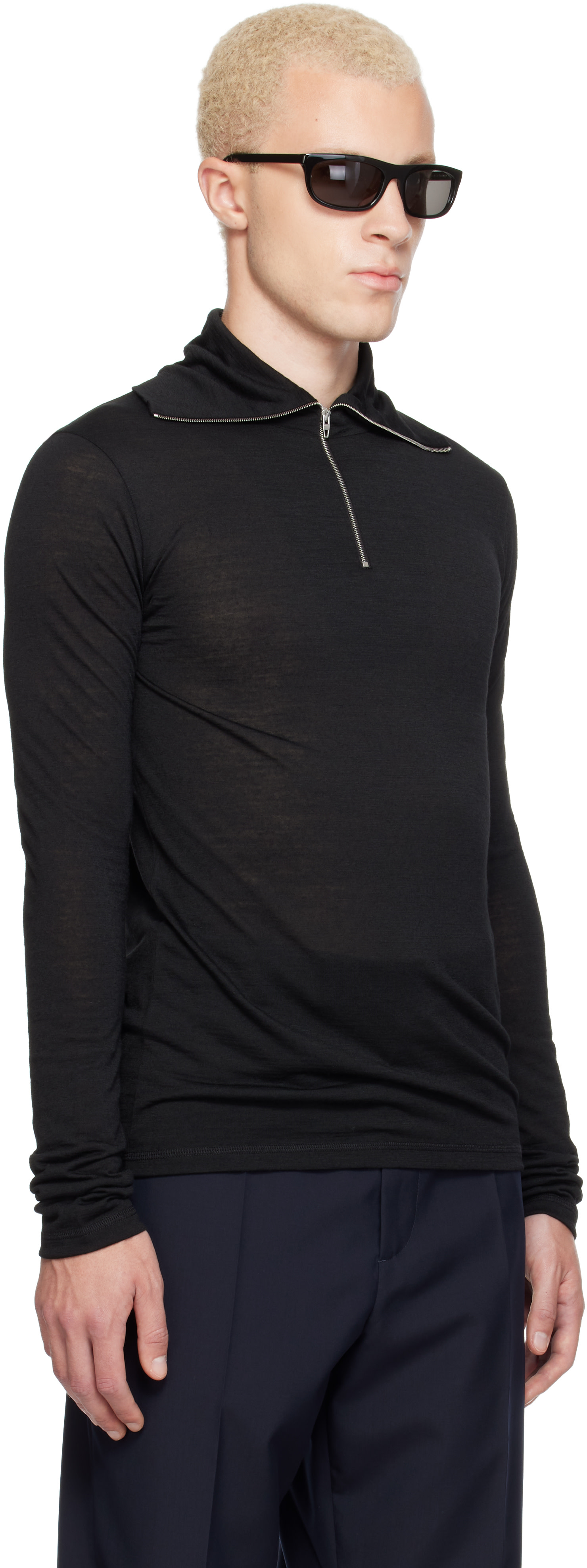 Jil Sander - Black LS Zip Polo