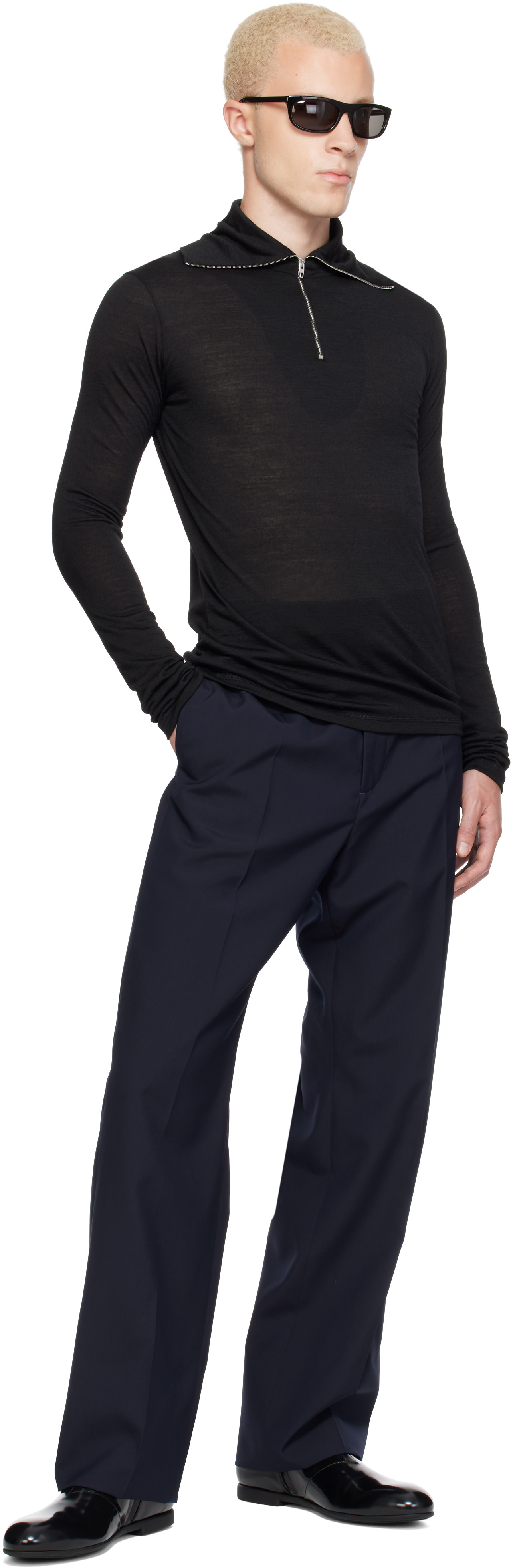 Jil Sander - Black LS Zip Polo