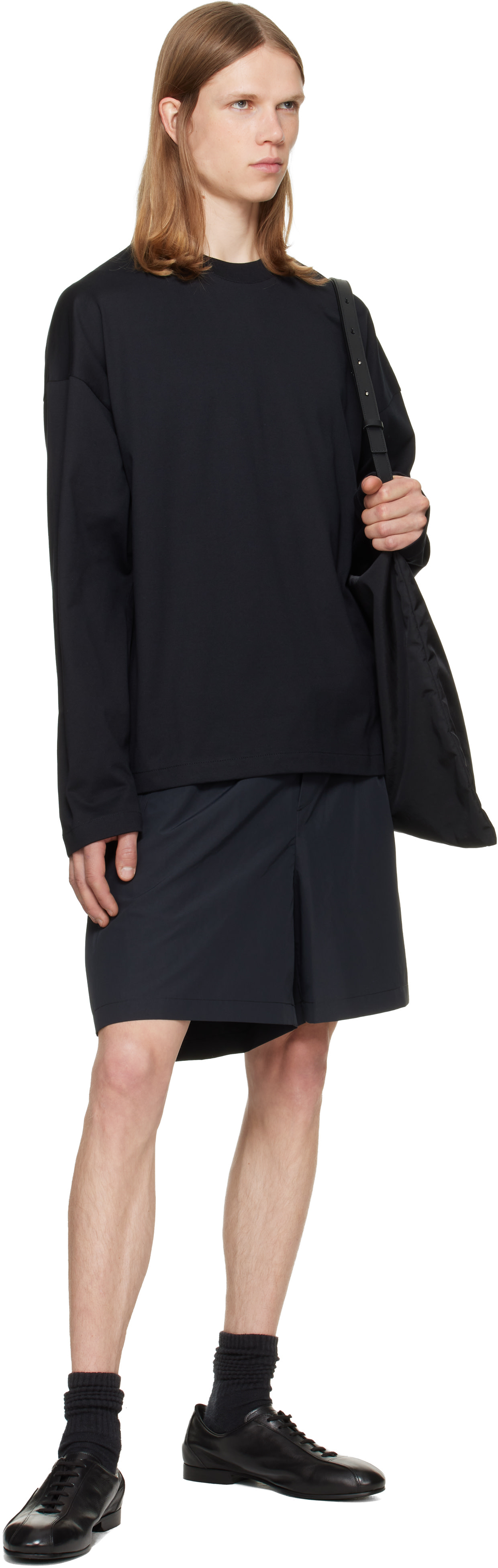 Jil Sander: ブラック コットン クルーネックTシャツ | SSENSE 日本