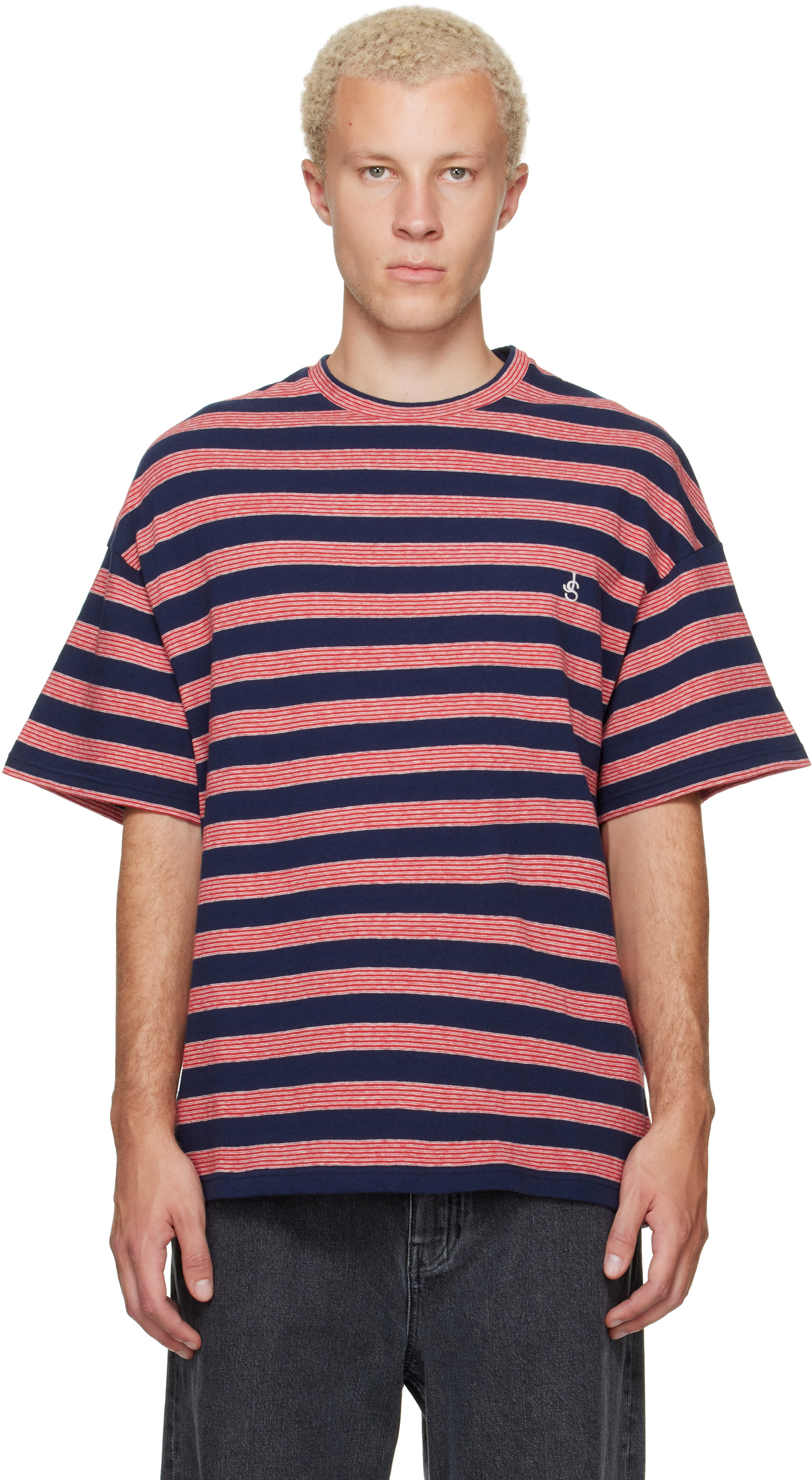 Jil Sander: Navy & Red Striped T-shirt | SSENSE